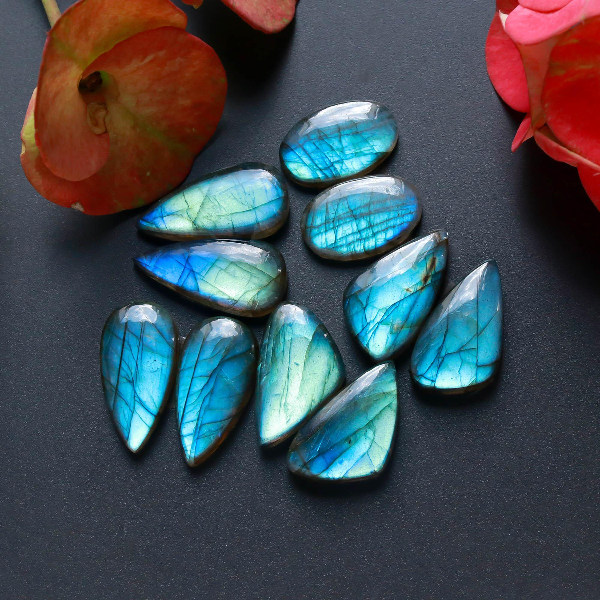 5Pairs 146Cts Natural Labradorite Gemstone Cabochon Pairs Lot 25x10 20x11mm 18481