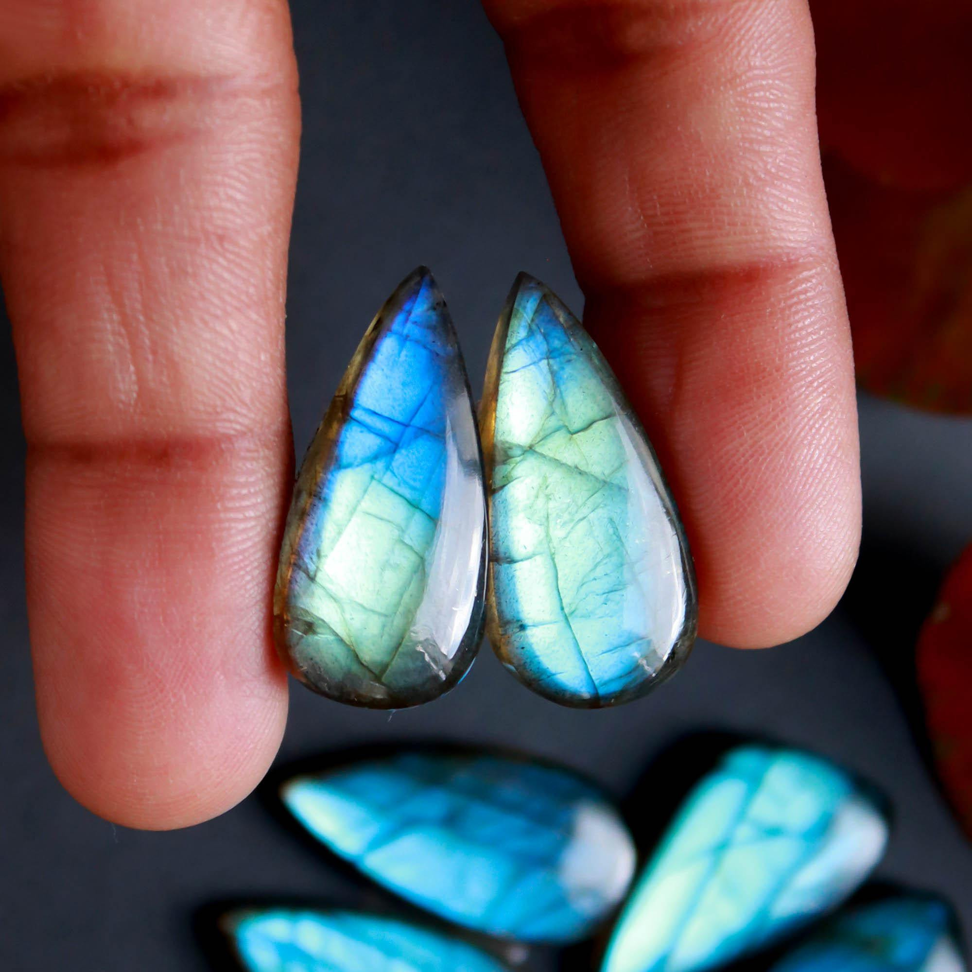 5Pairs 146Cts Natural Labradorite Gemstone Cabochon Pairs Lot 25x10 20x11mm 18481