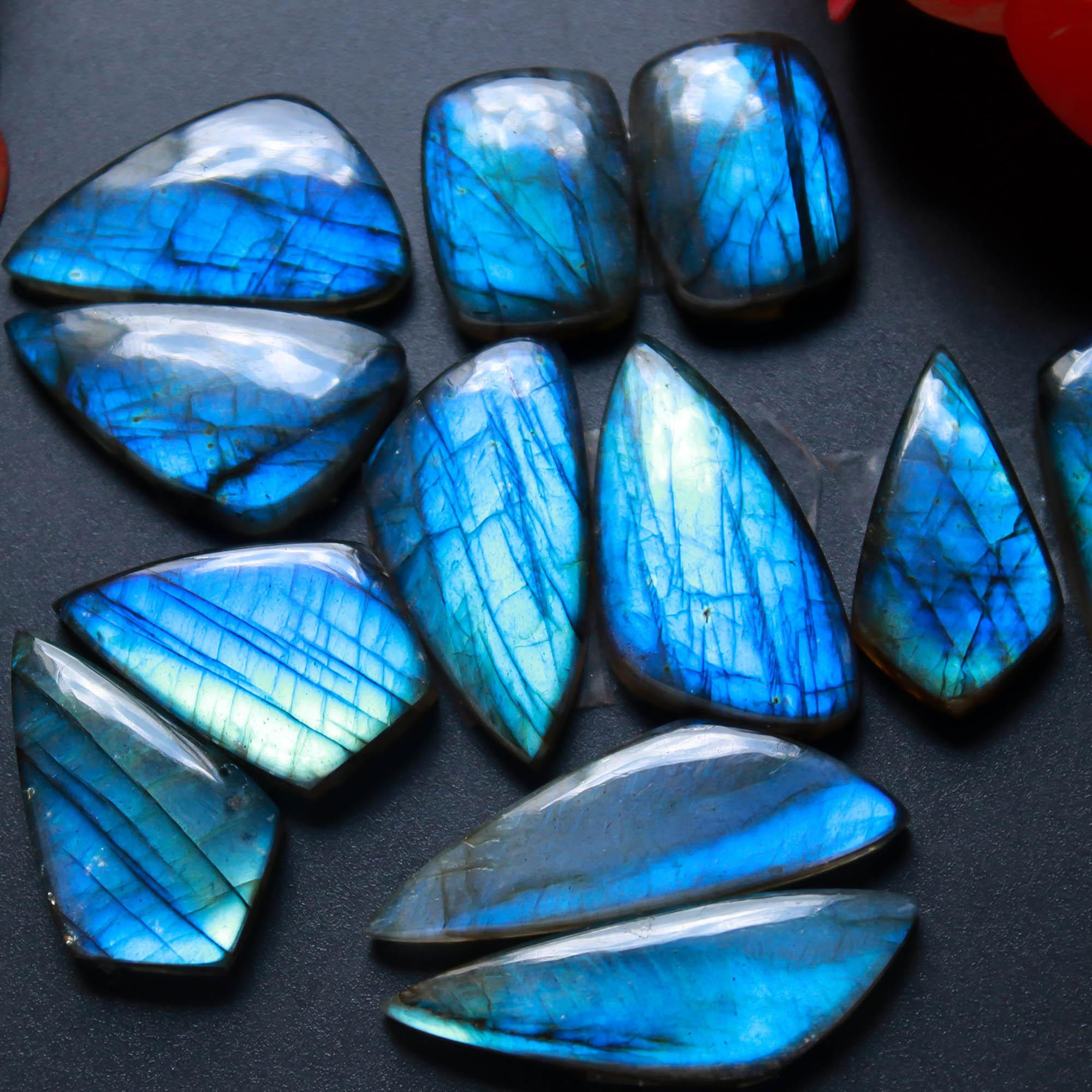 6Pairs 185Cts Natural Labradorite Gemstone Cabochon Pairs Lot 34x10 16x11mm 18484