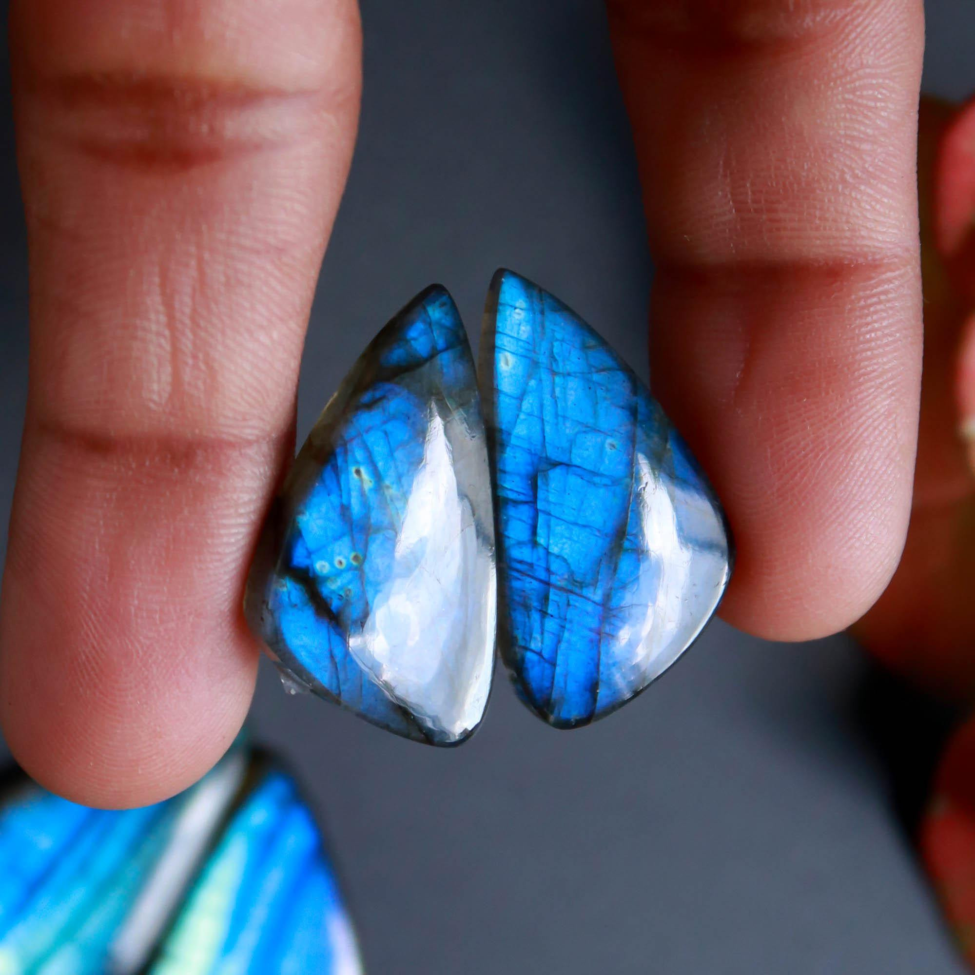6Pairs 185Cts Natural Labradorite Gemstone Cabochon Pairs Lot 34x10 16x11mm 18484