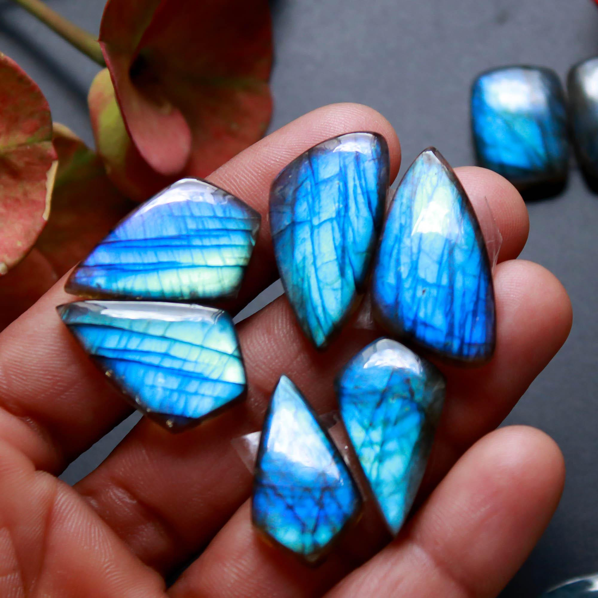 6Pairs 185Cts Natural Labradorite Gemstone Cabochon Pairs Lot 34x10 16x11mm 18484