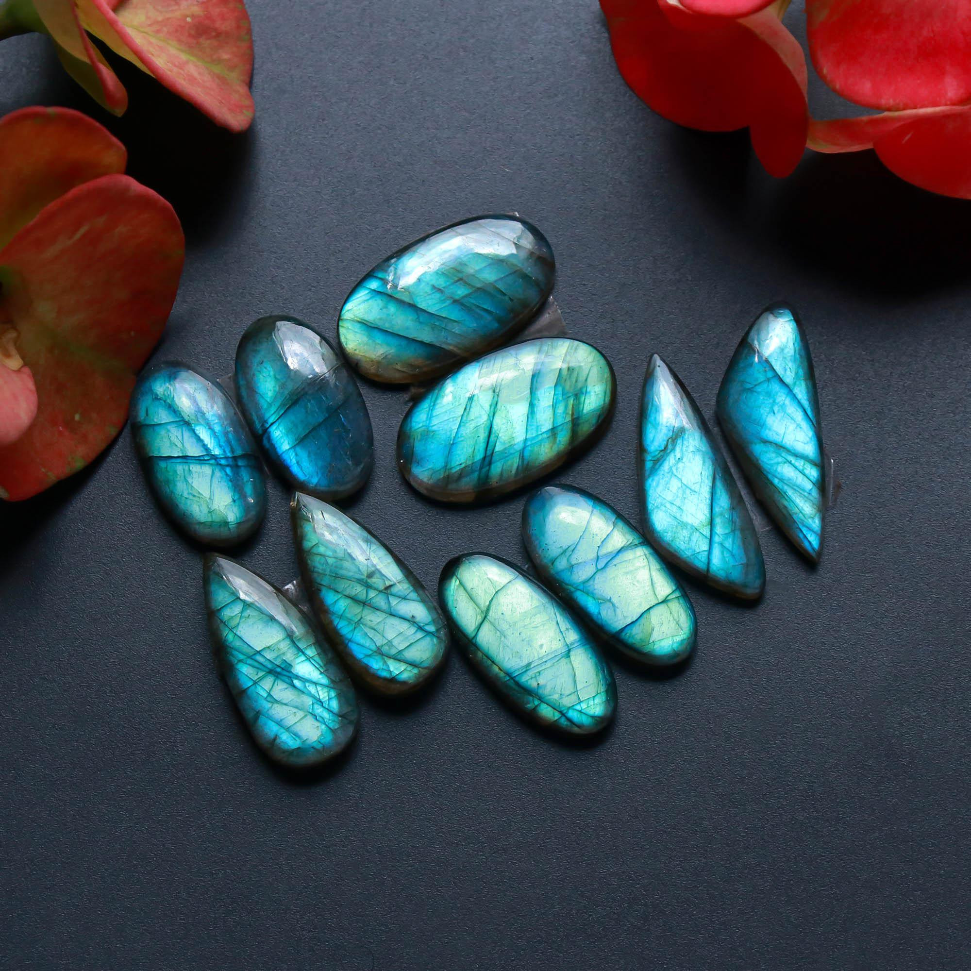 5Pairs 117Cts Natural Labradorite Gemstone Cabochon Pairs Lot 27x10 20x10mm 18485
