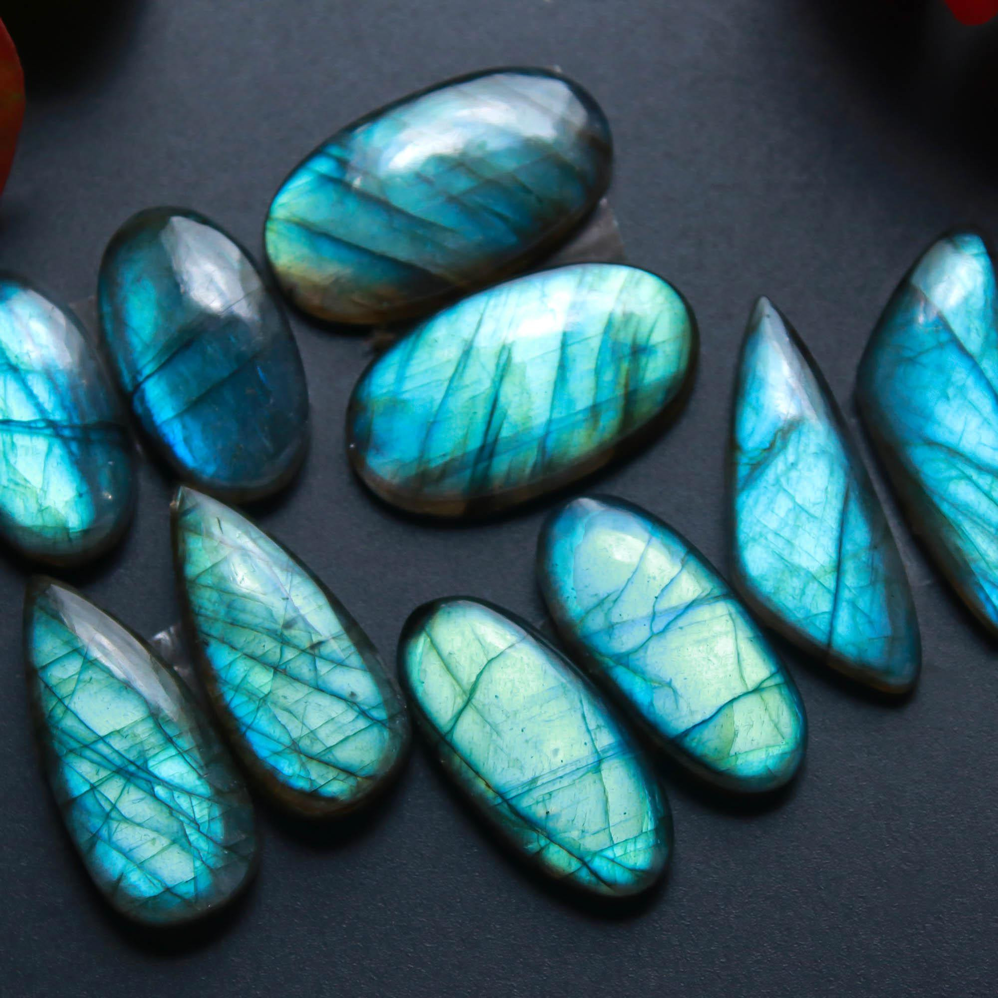 5Pairs 117Cts Natural Labradorite Gemstone Cabochon Pairs Lot 27x10 20x10mm 18485