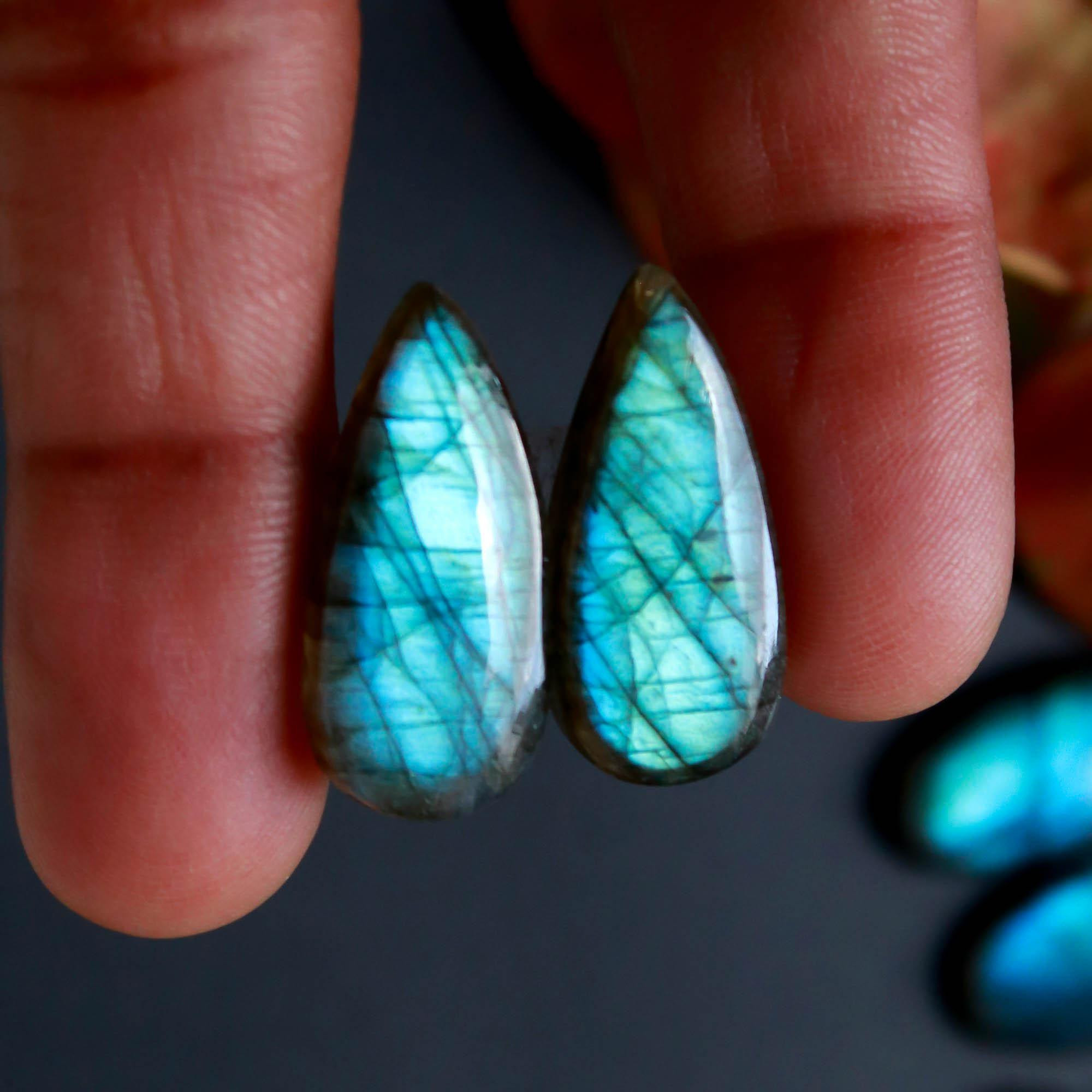 5Pairs 117Cts Natural Labradorite Gemstone Cabochon Pairs Lot 27x10 20x10mm 18485