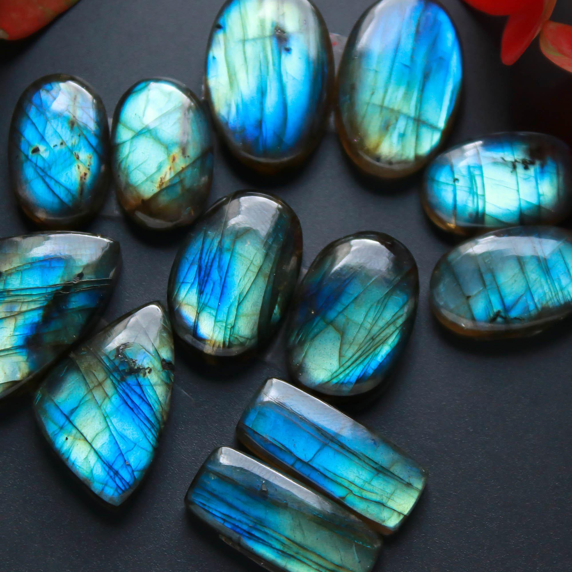 6Pairs 165Cts Natural Labradorite Gemstone Cabochon Pairs Lot 23x14 17x10mm 18486