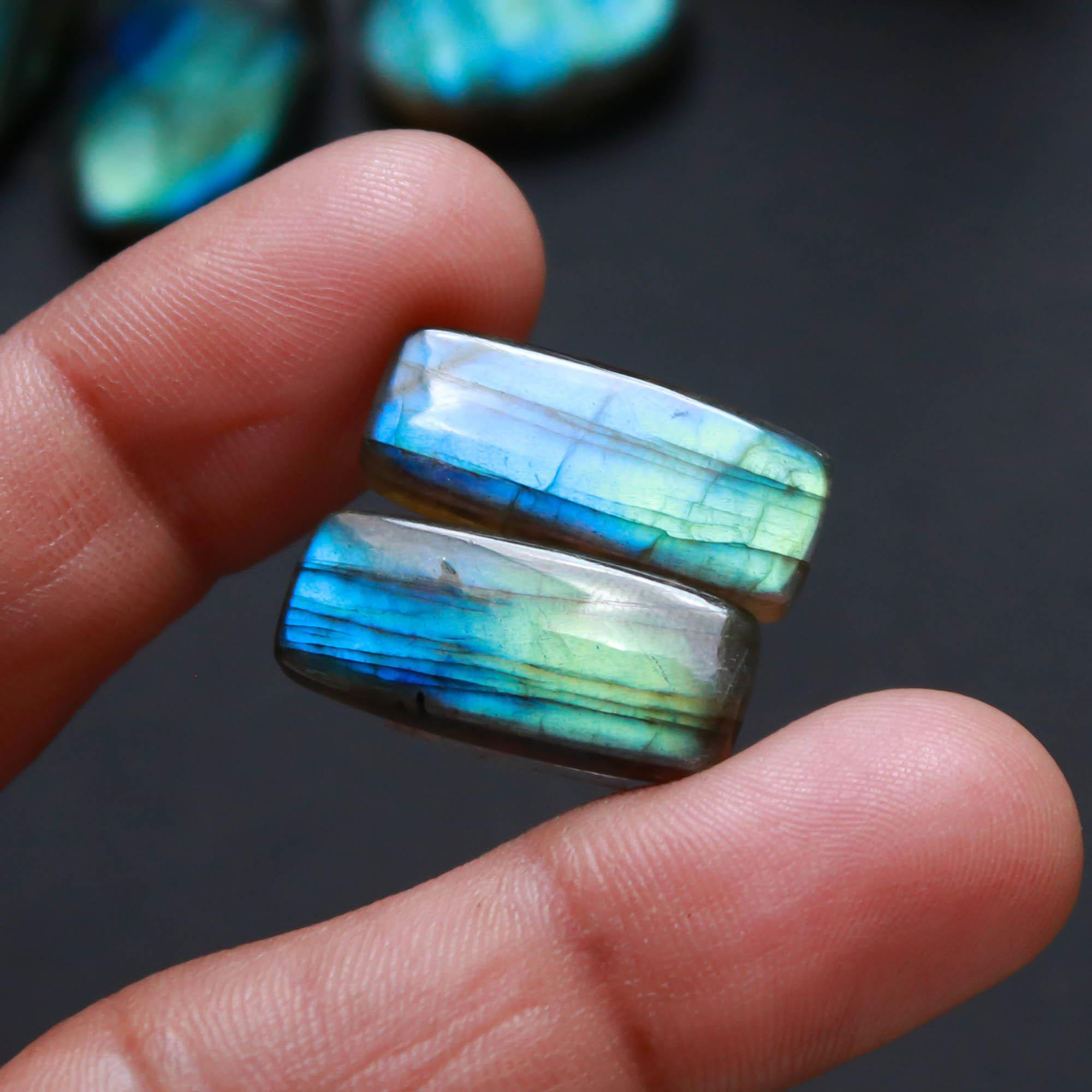6Pairs 165Cts Natural Labradorite Gemstone Cabochon Pairs Lot 23x14 17x10mm 18486