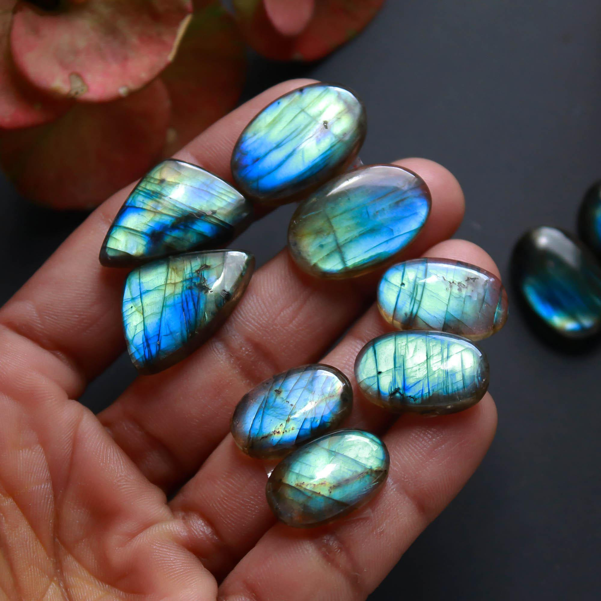 6Pairs 165Cts Natural Labradorite Gemstone Cabochon Pairs Lot 23x14 17x10mm 18486