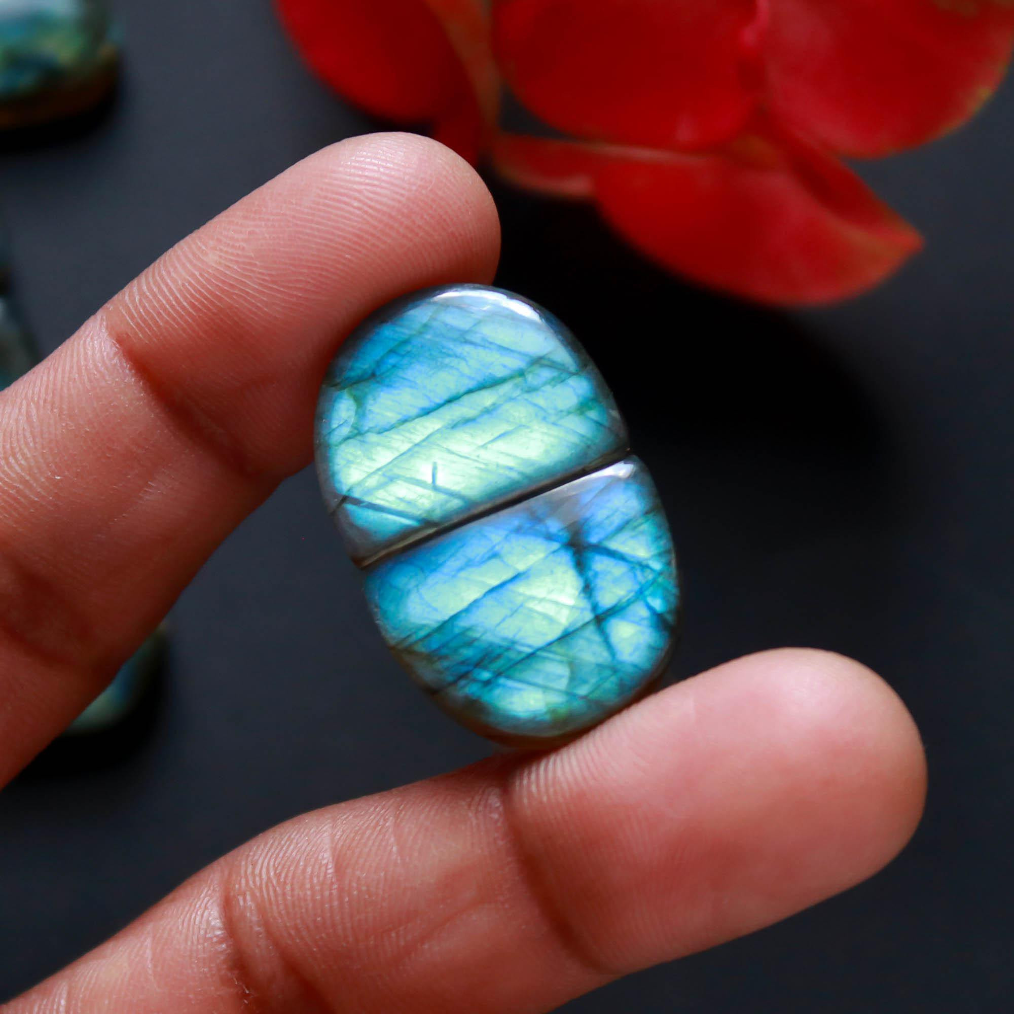 6Pairs 168Cts Natural Labradorite Gemstone Cabochon Pairs30x14 20x10mm 18488