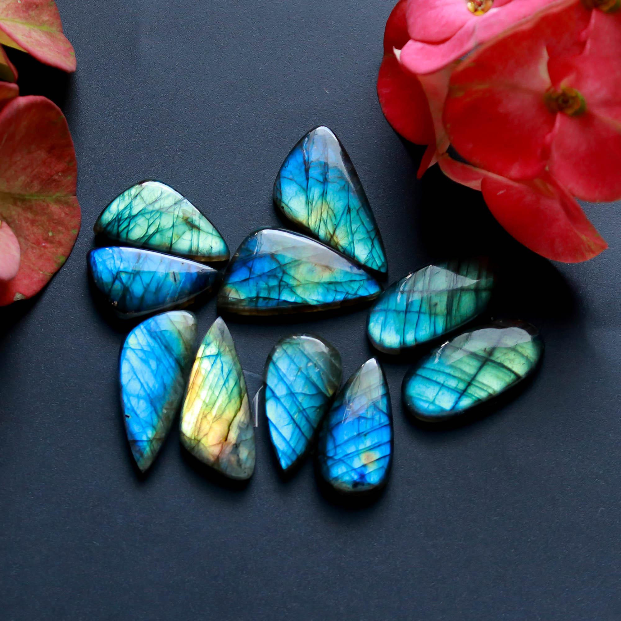 5Pairs 157Cts Natural Labradorite Gemstone Cabochon Pairs29x14 23x11mm 18489