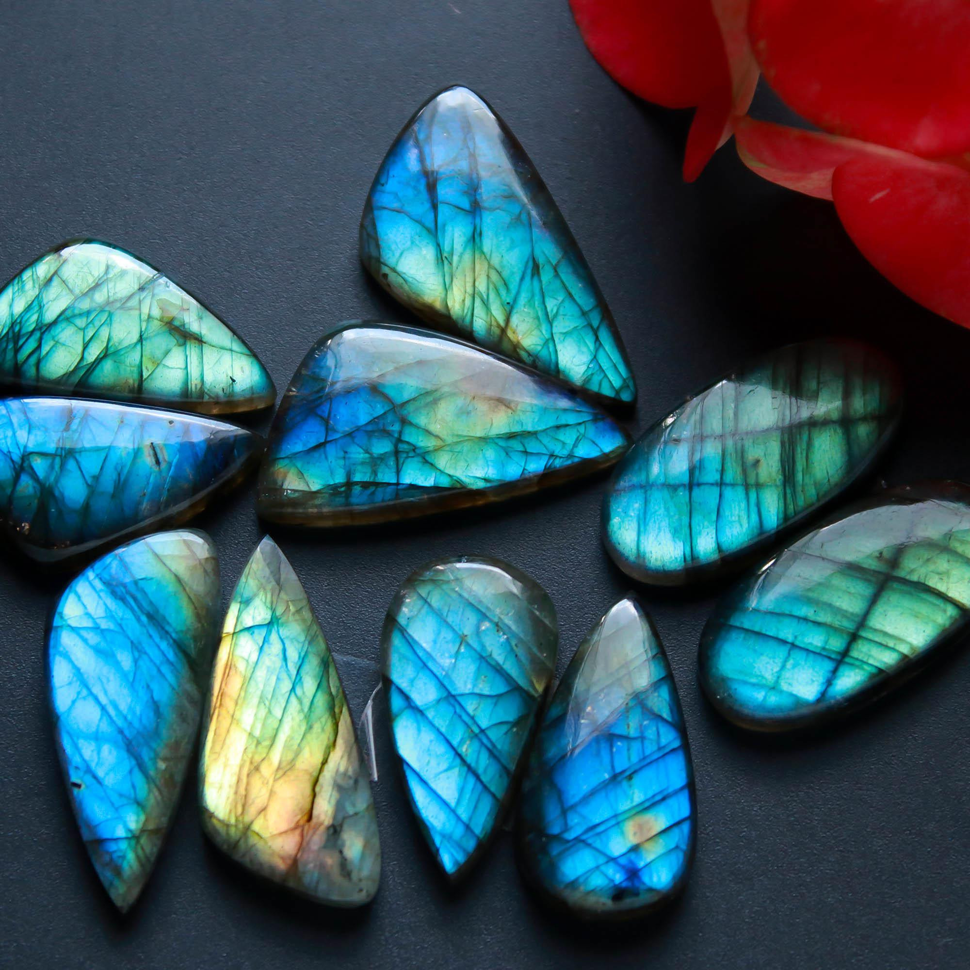 5Pairs 157Cts Natural Labradorite Gemstone Cabochon Pairs29x14 23x11mm 18489