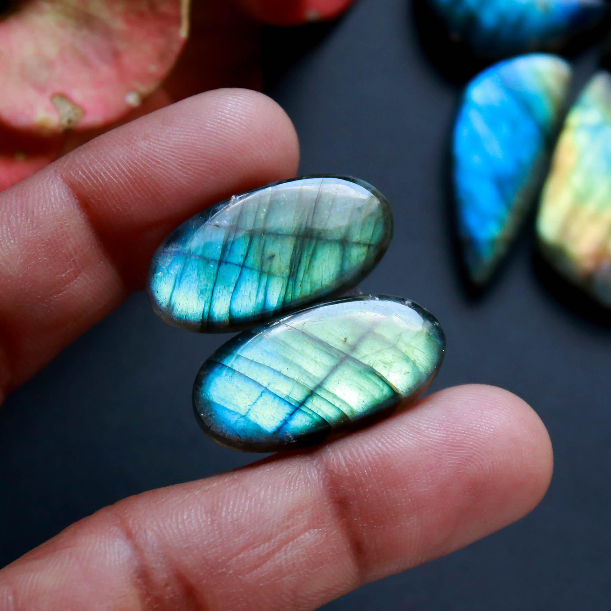 5Pairs 157Cts Natural Labradorite Gemstone Cabochon Pairs29x14 23x11mm 18489