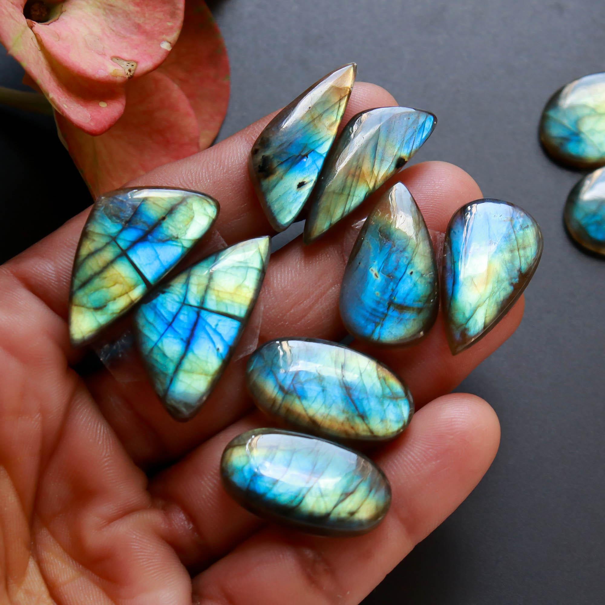 6Pairs 179Cts Natural Labradorite Gemstone Cabochon Pairs29x14 20x14mm 18491