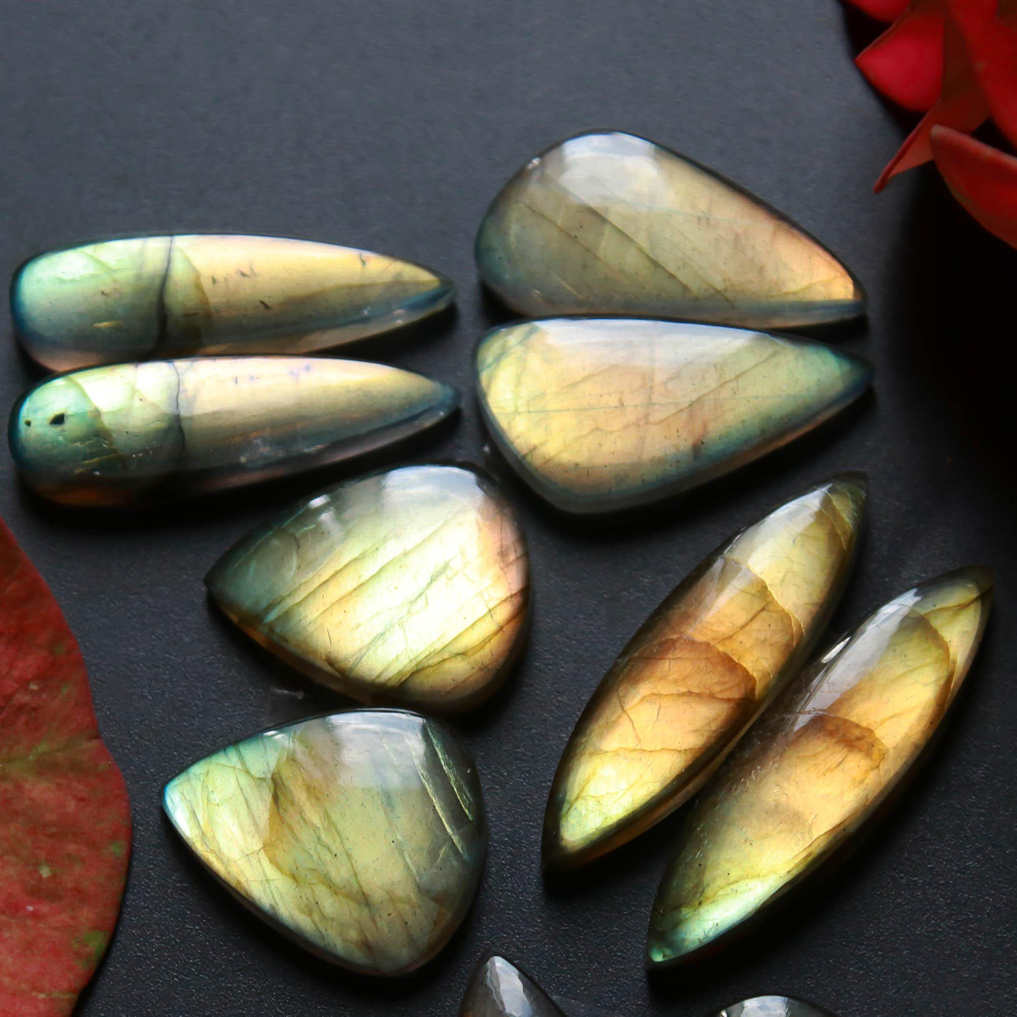 5Pairs 96Cts Natural Labradorite Gemstone Cabochon Pairs Lot 29x6 17x14mm 18498