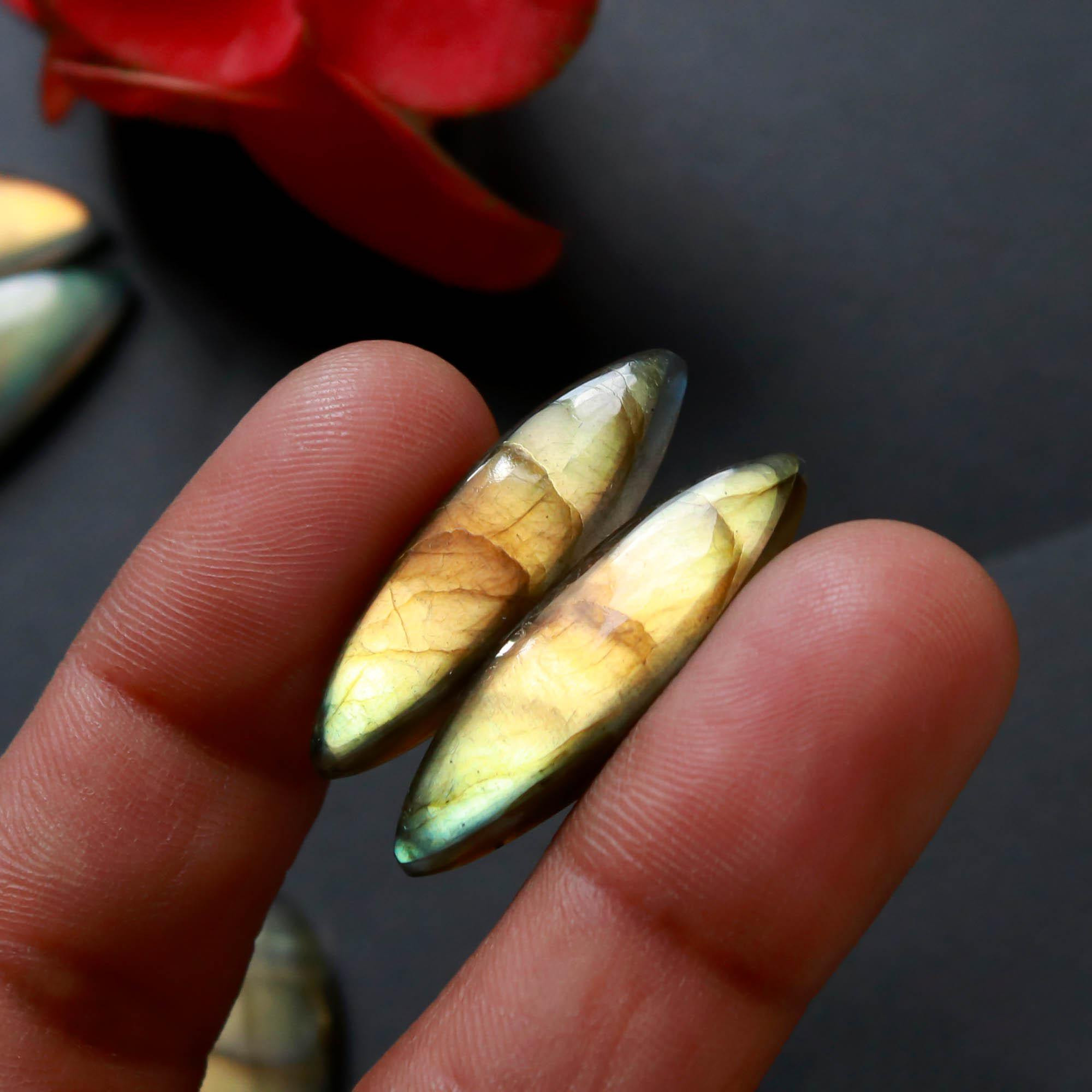 5Pairs 96Cts Natural Labradorite Gemstone Cabochon Pairs Lot 29x6 17x14mm 18498