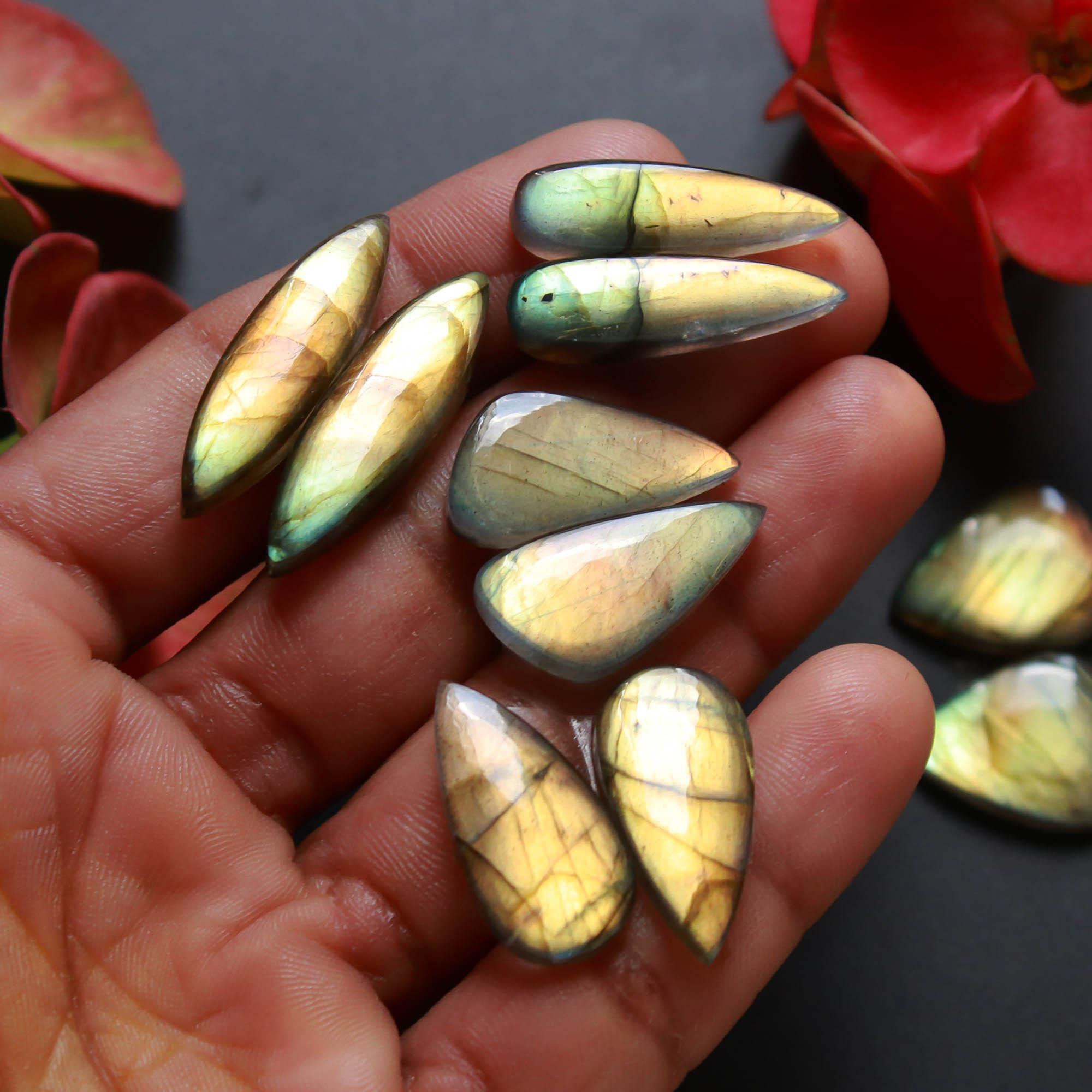 5Pairs 96Cts Natural Labradorite Gemstone Cabochon Pairs Lot 29x6 17x14mm 18498