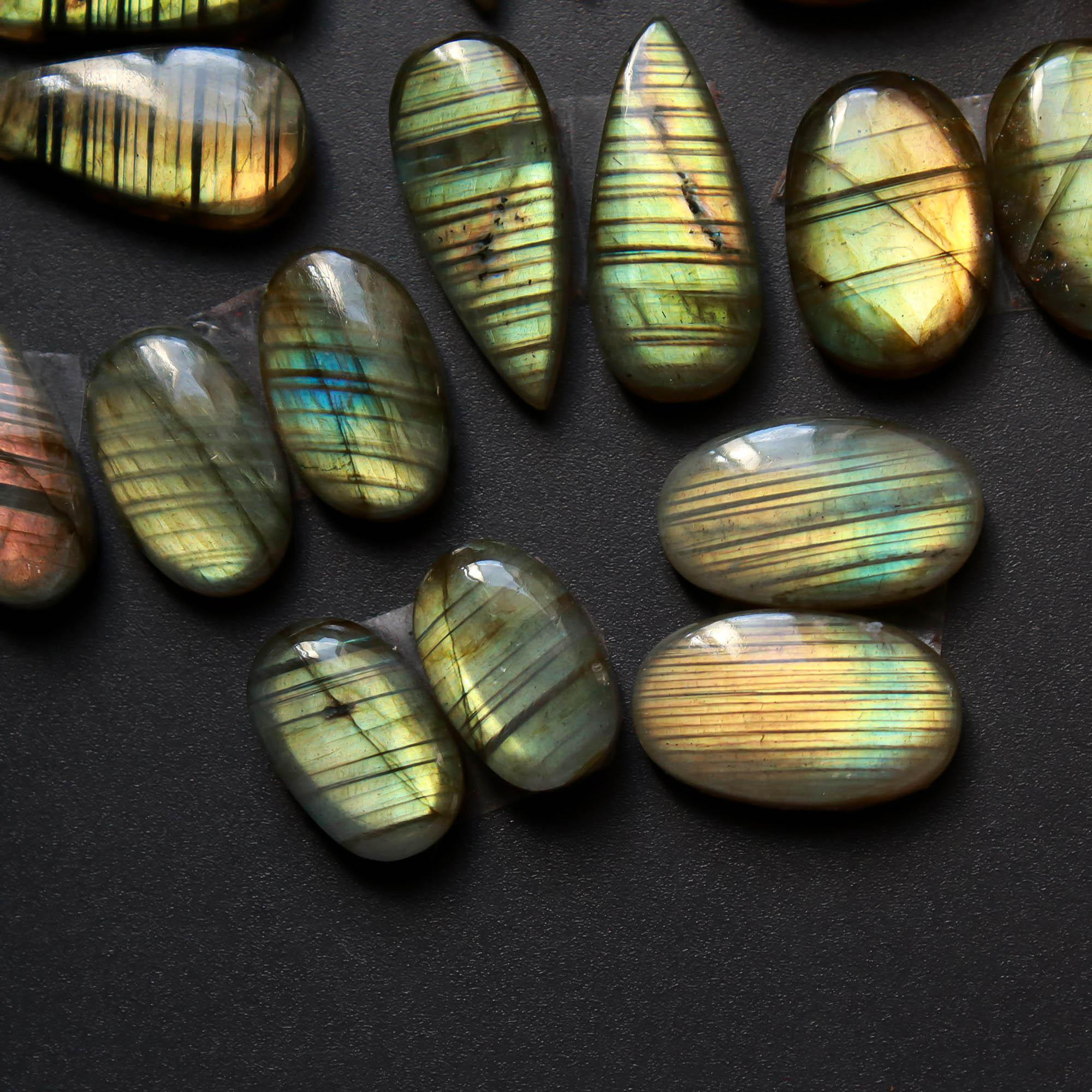 9Pairs 118Cts Natural Labradorite Gemstone Cabochon Pairs Lot 20x7 12x8mm 18506