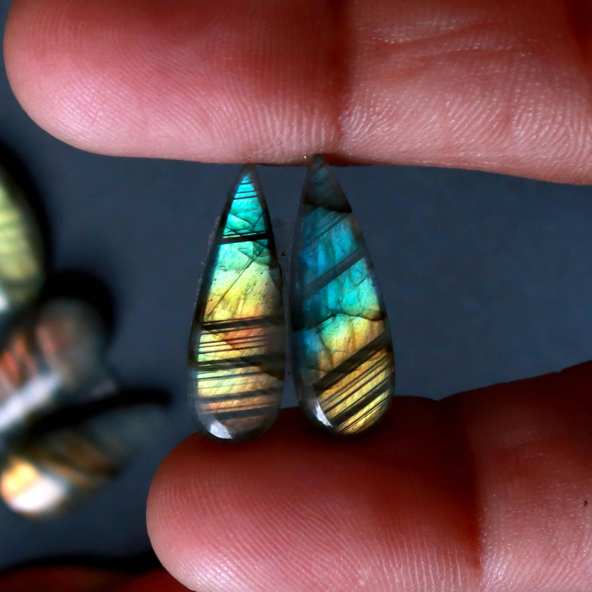 9Pairs 118Cts Natural Labradorite Gemstone Cabochon Pairs Lot 20x7 12x8mm 18506