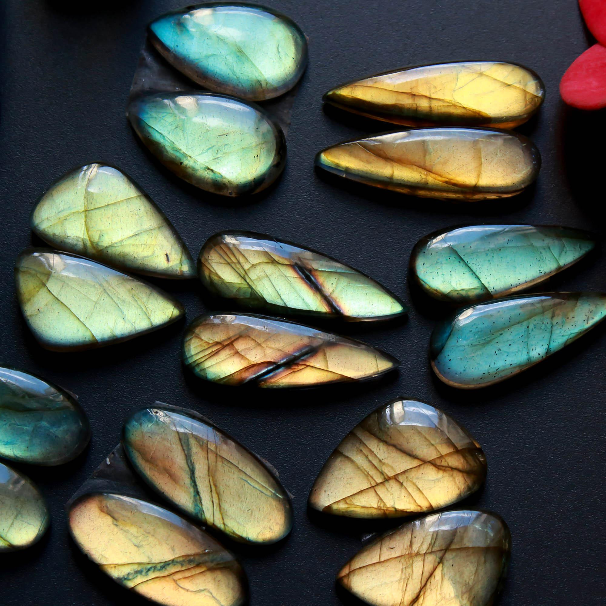 8Pairs 116Cts Natural Labradorite Gemstone Cabochon Pairs Lot 24x5 15x9mm 18508