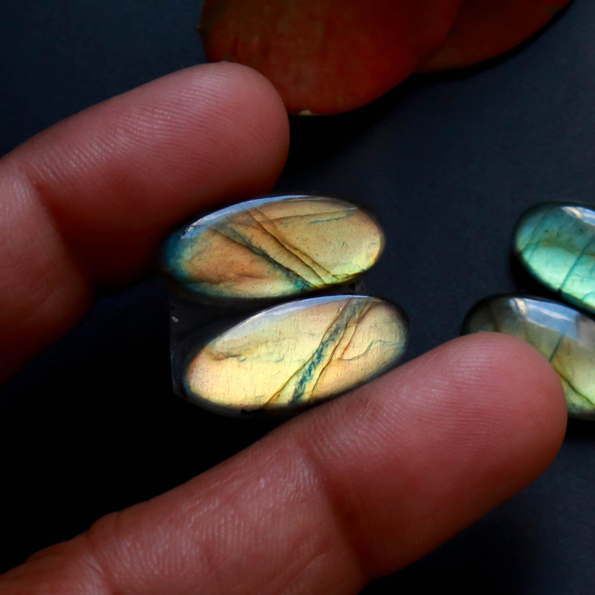 8Pairs 116Cts Natural Labradorite Gemstone Cabochon Pairs Lot 24x5 15x9mm 18508