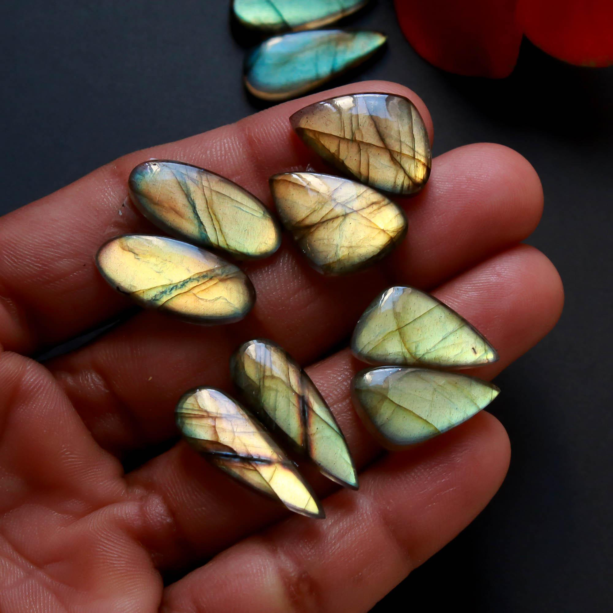 8Pairs 116Cts Natural Labradorite Gemstone Cabochon Pairs Lot 24x5 15x9mm 18508