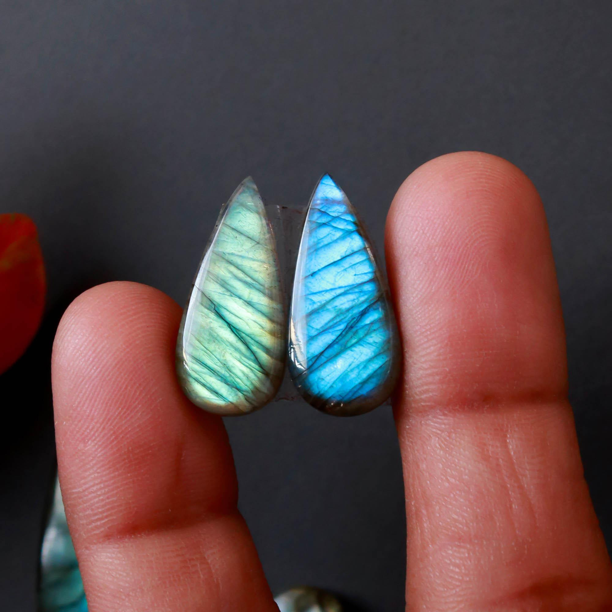 6Pairs 121Cts Natural Labradorite Gemstone Cabochon Pairs Lot 30x6 20x9mm 18517