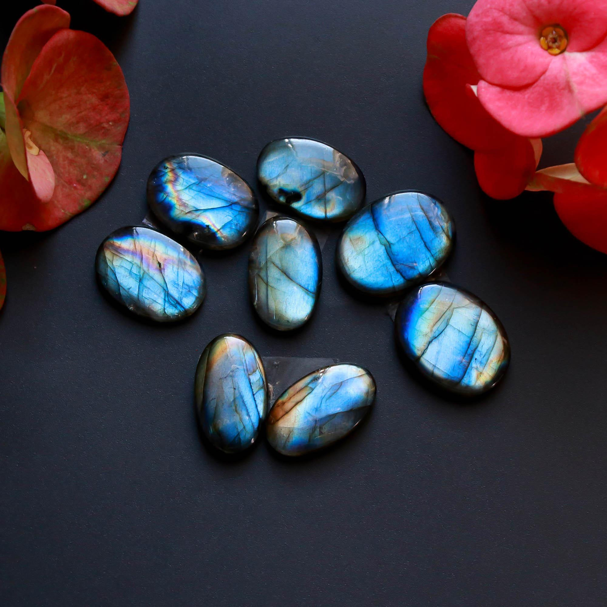 4Pairs 105Cts Natural Labradorite Gemstone Cabochon Pairs20x15 20x10mm 18523