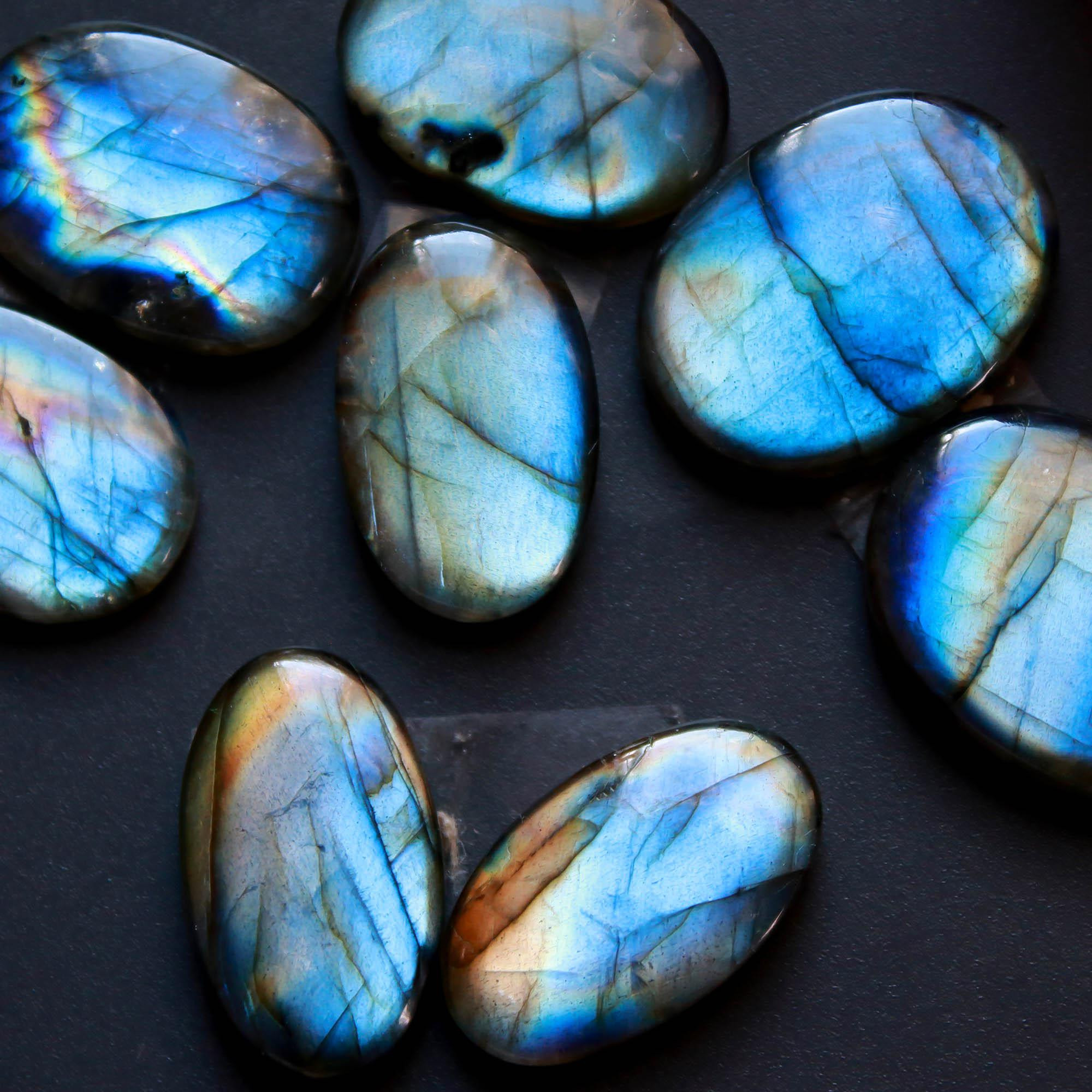 4Pairs 105Cts Natural Labradorite Gemstone Cabochon Pairs20x15 20x10mm 18523