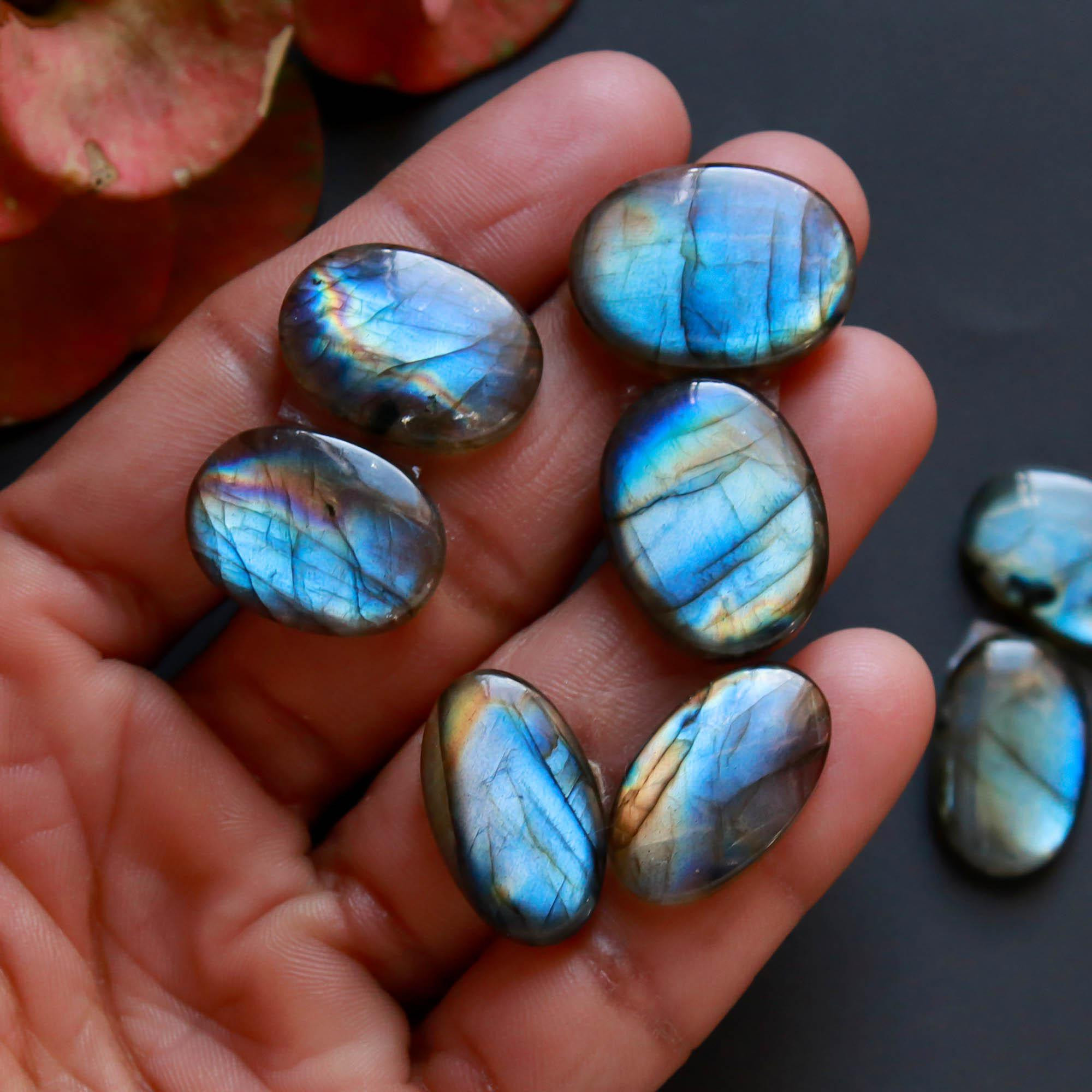4Pairs 105Cts Natural Labradorite Gemstone Cabochon Pairs20x15 20x10mm 18523