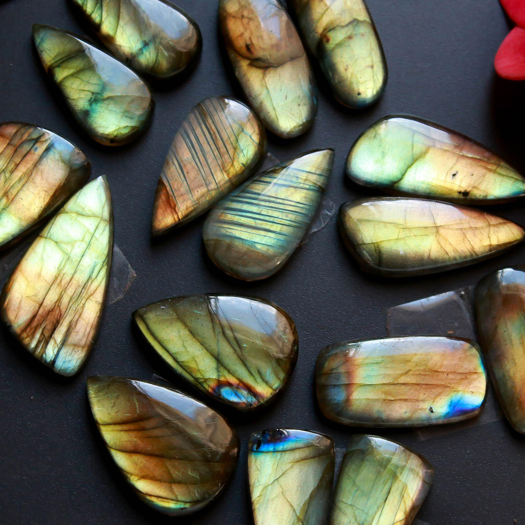 8Pairs 166Cts Natural Labradorite Gemstone Cabochon Pairs25x12 20x10mm 18524