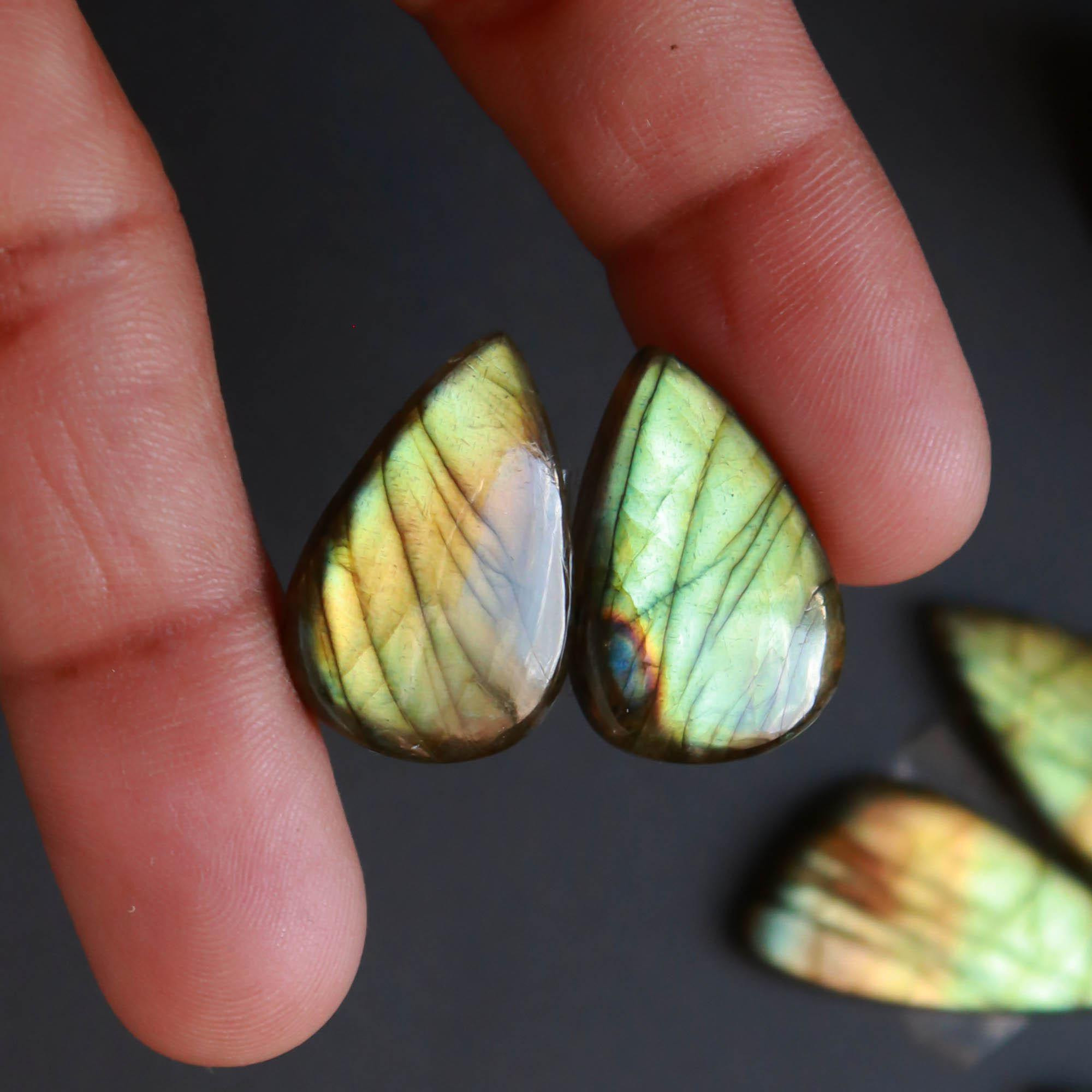 8Pairs 166Cts Natural Labradorite Gemstone Cabochon Pairs25x12 20x10mm 18524