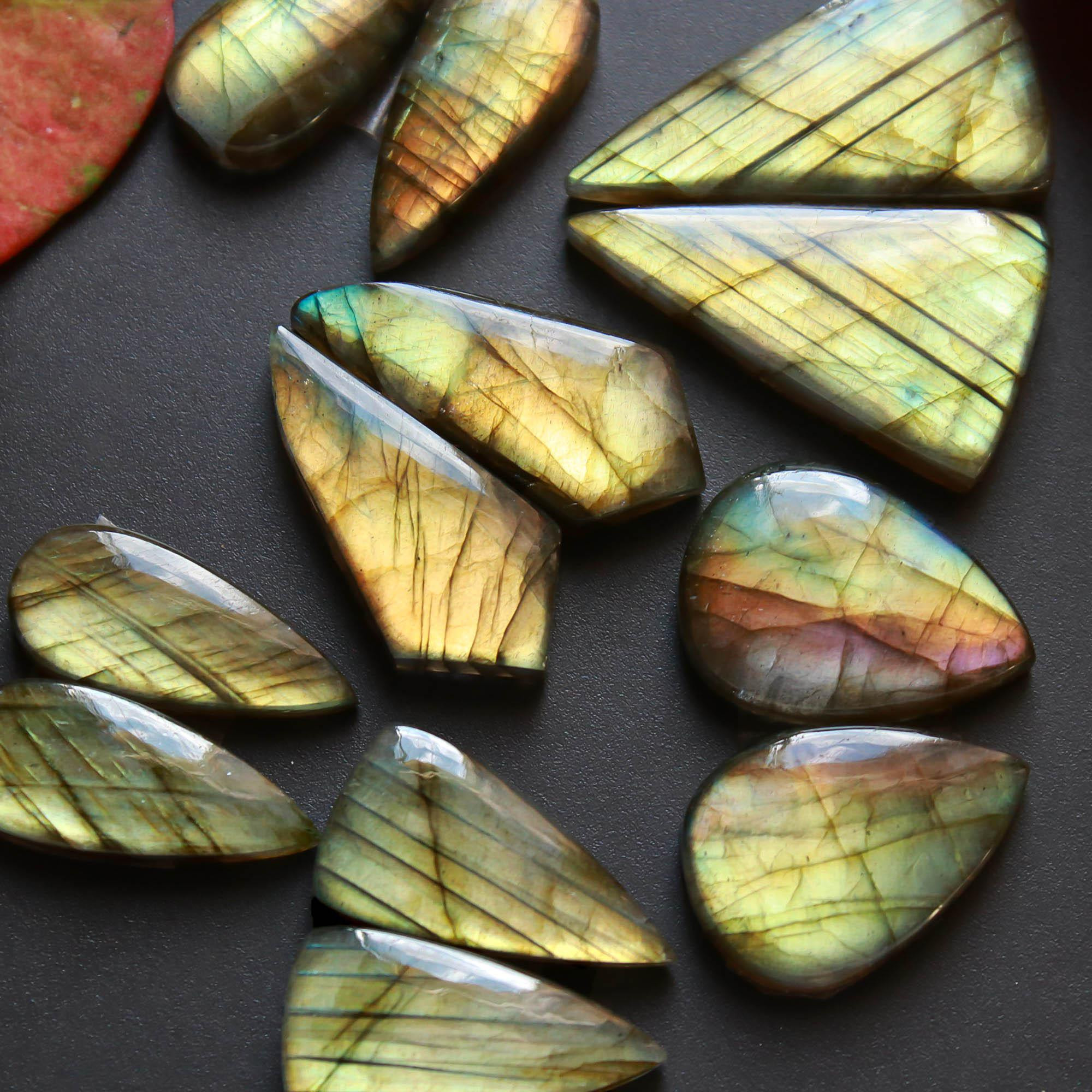 6Pairs 138Cts Natural Labradorite Gemstone Cabochon Pairs Lot 26x14 20x9mm 18530