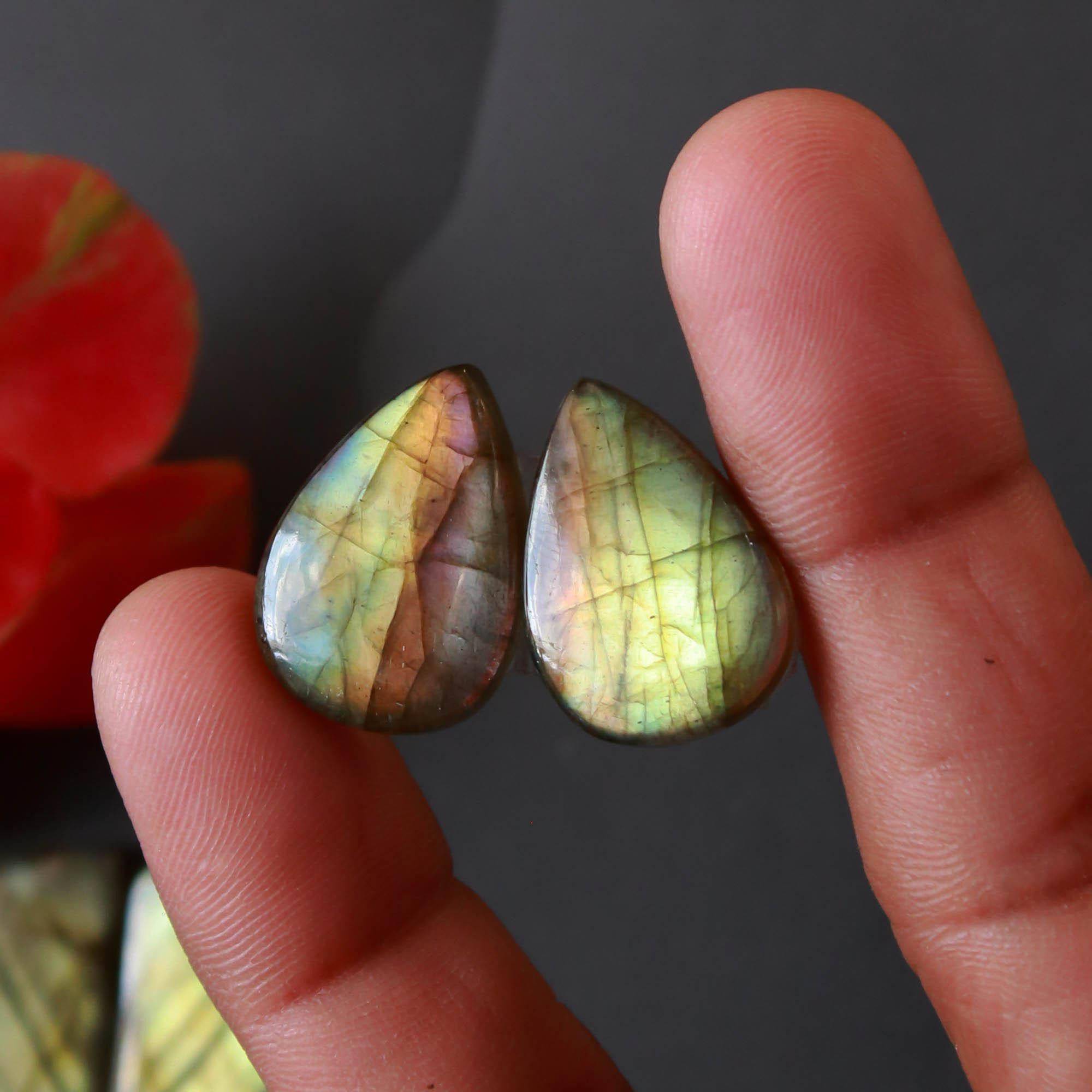 6Pairs 138Cts Natural Labradorite Gemstone Cabochon Pairs Lot 26x14 20x9mm 18530