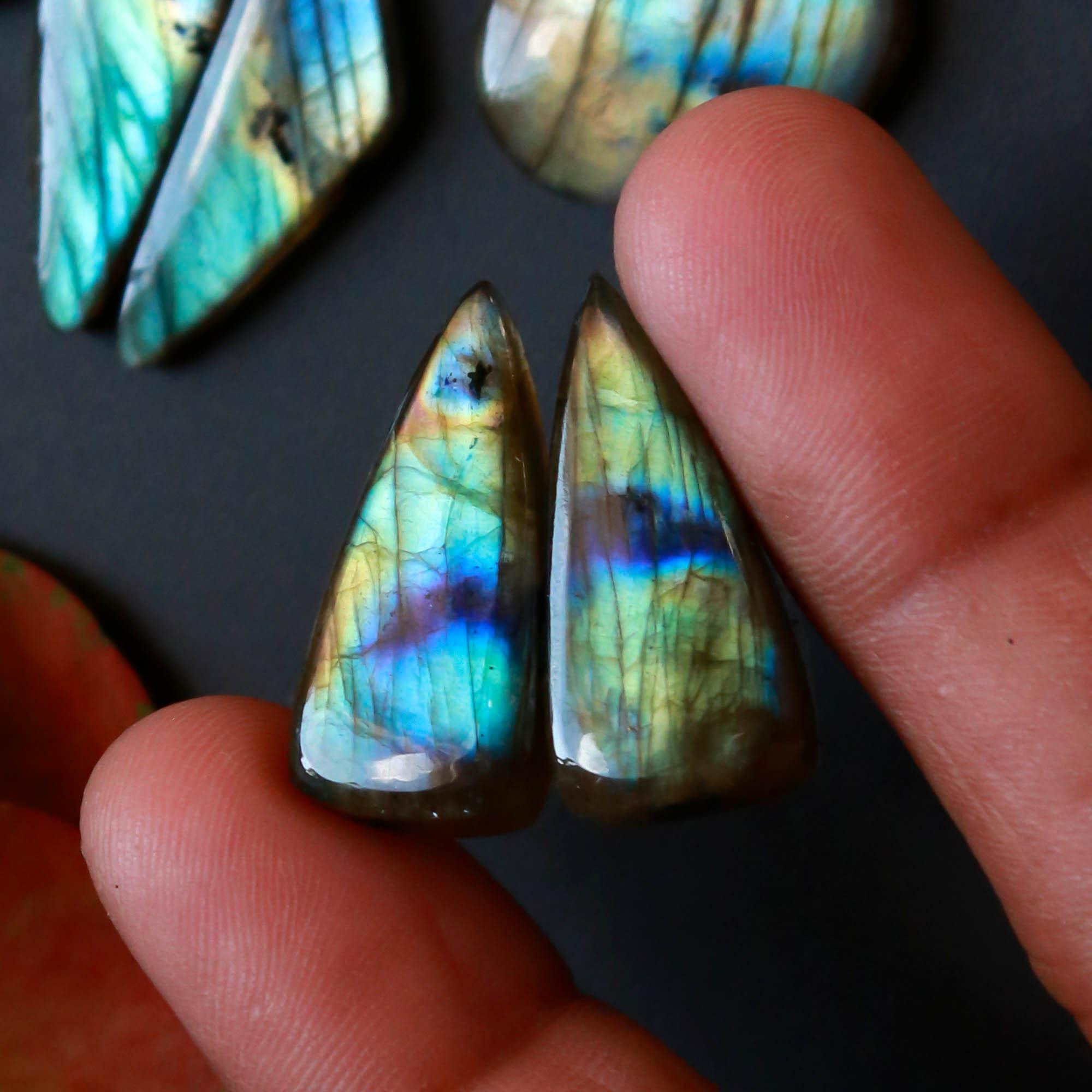 8Pairs 208Cts Natural Labradorite Gemstone Cabochon Pairs26x14 15x13mm 18534
