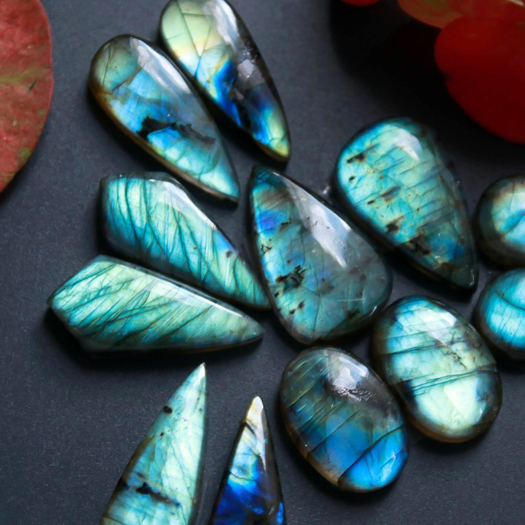 6Pairs 150Cts Natural Labradorite Gemstone Cabochon Pairs25x10 16x10mm 18538