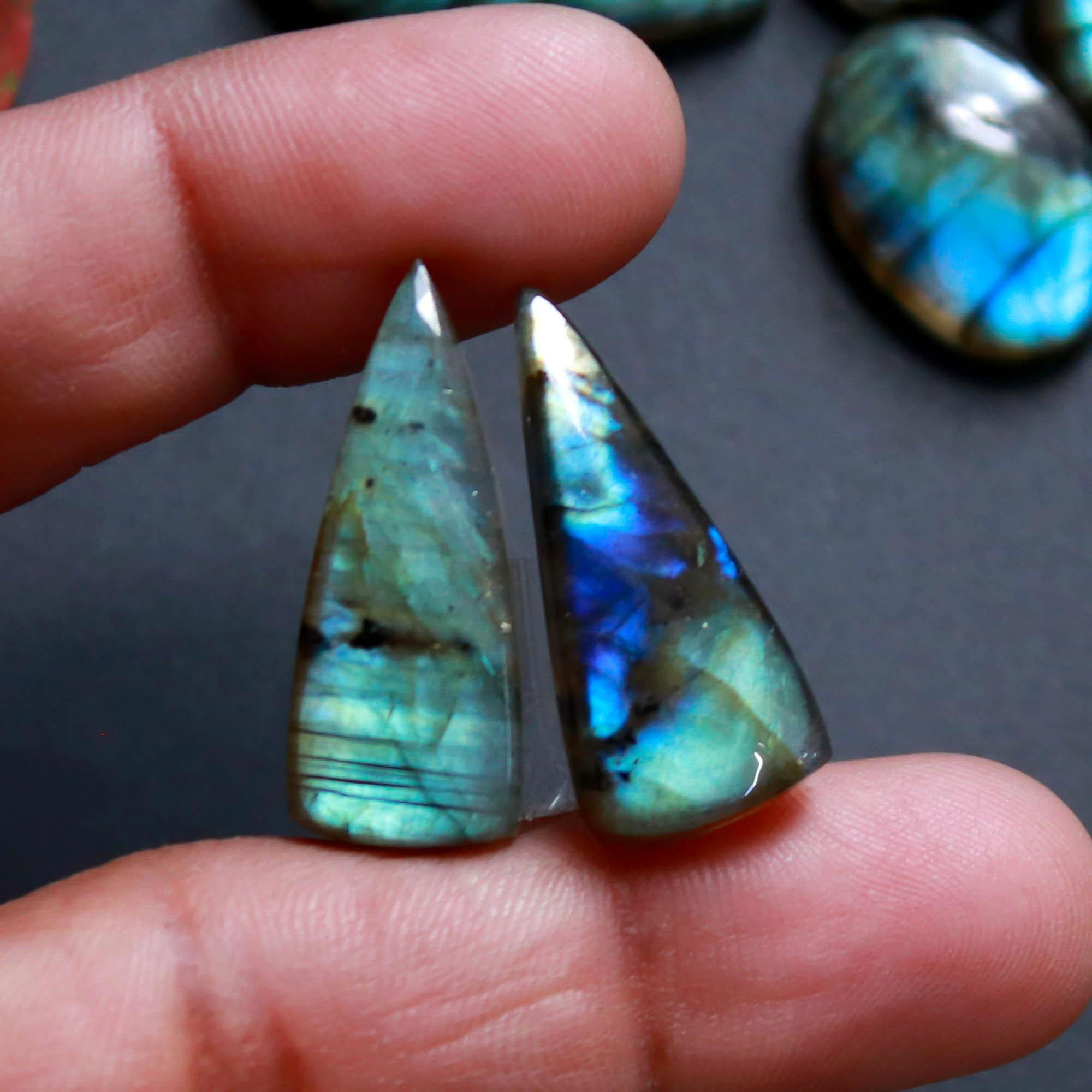 6Pairs 150Cts Natural Labradorite Gemstone Cabochon Pairs25x10 16x10mm 18538