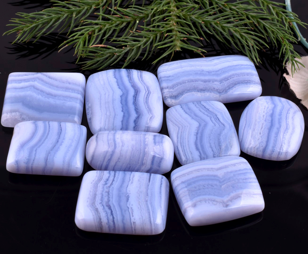 9Pcs 293CTS Natural Blue Lace Agate Mix Shape Loose Gemstone Wholesale Lot Size 31x20 22x18mm