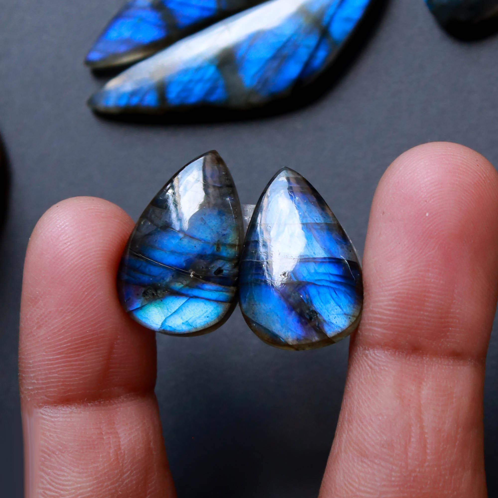 8Pairs 199Cts Natural Labradorite Gemstone Cabochon Pairs Lot 40x10 20x8mm 18540