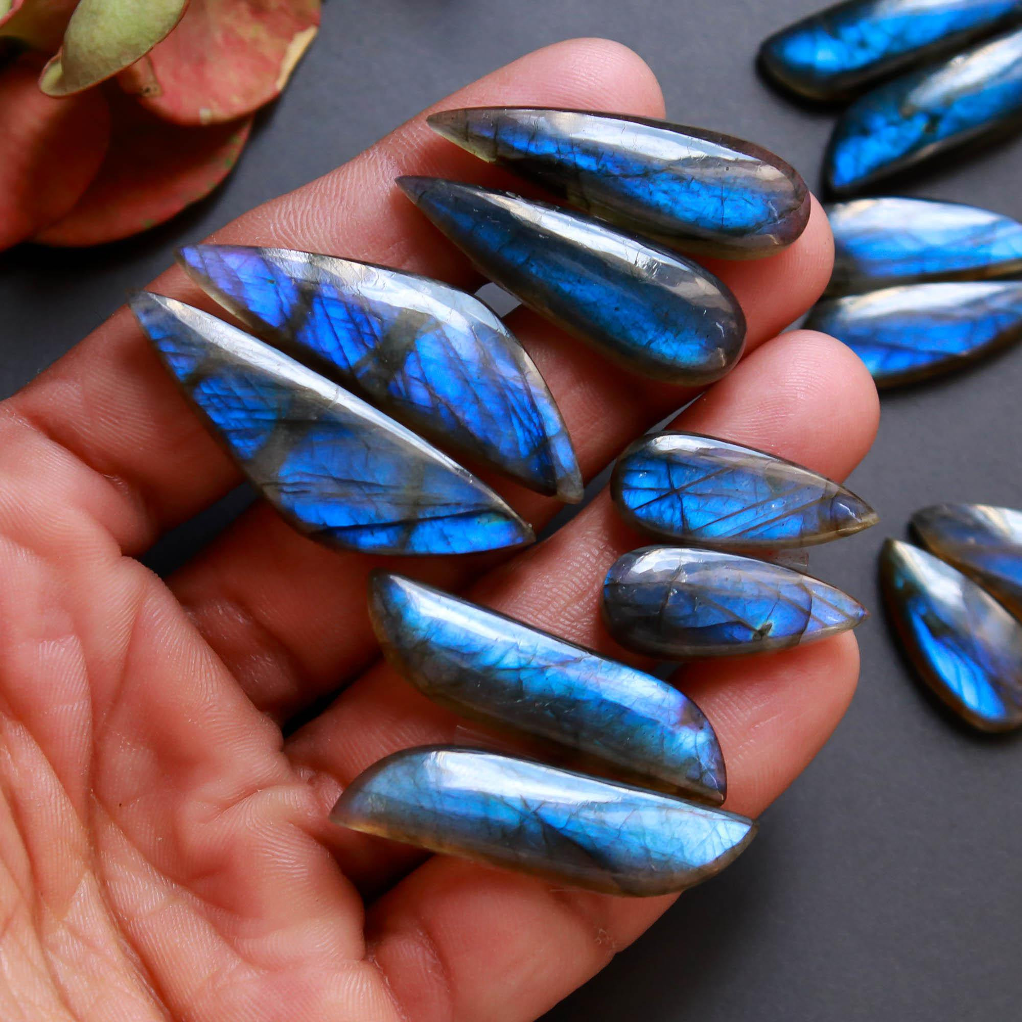 8Pairs 199Cts Natural Labradorite Gemstone Cabochon Pairs Lot 40x10 20x8mm 18540