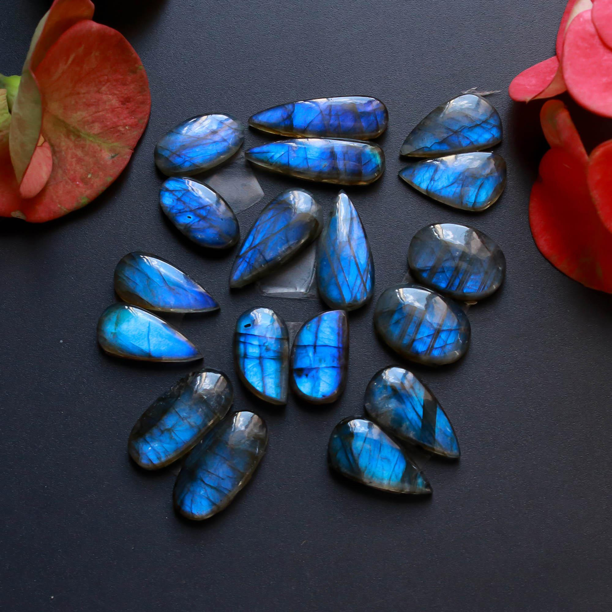 9Pairs 125Cts Natural Labradorite Gemstone Cabochon Pairs Lot 22x5 15x7mm 18542