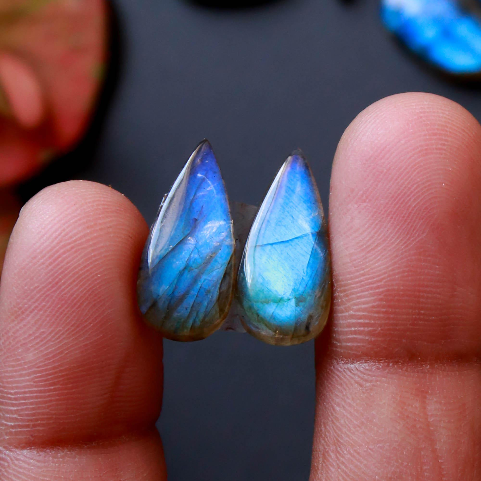 9Pairs 125Cts Natural Labradorite Gemstone Cabochon Pairs Lot 22x5 15x7mm 18542