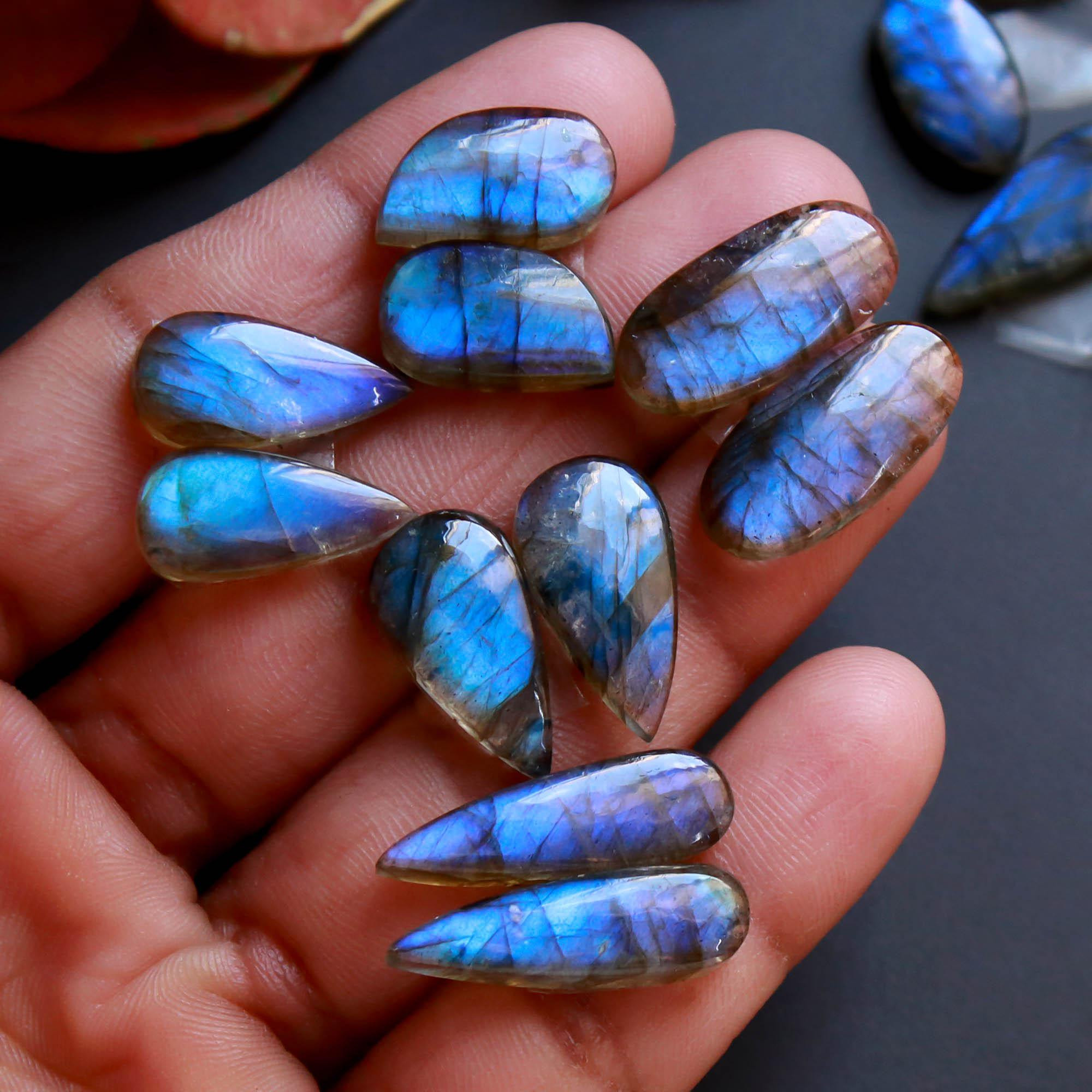 9Pairs 125Cts Natural Labradorite Gemstone Cabochon Pairs Lot 22x5 15x7mm 18542