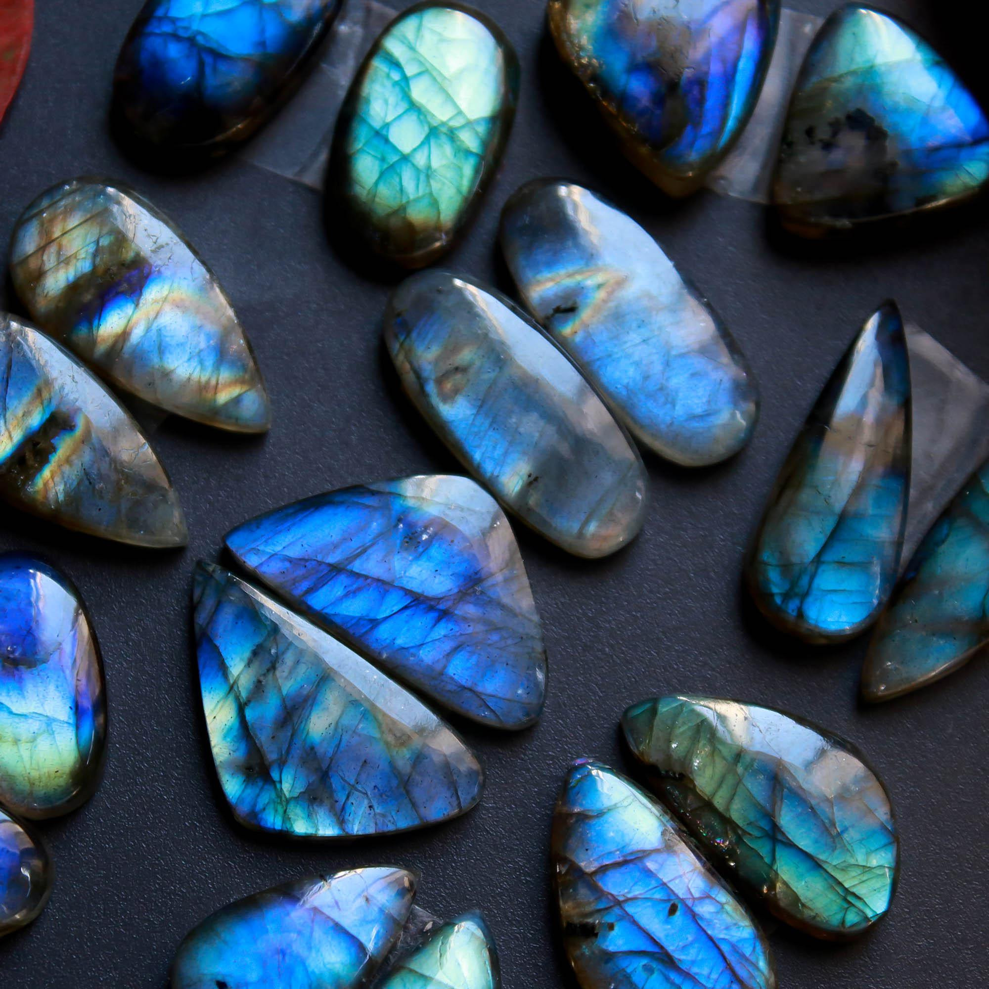 9Pairs 113Cts Natural Labradorite Gemstone Cabochon Pairs Lot 20x10 14x6mm 18543