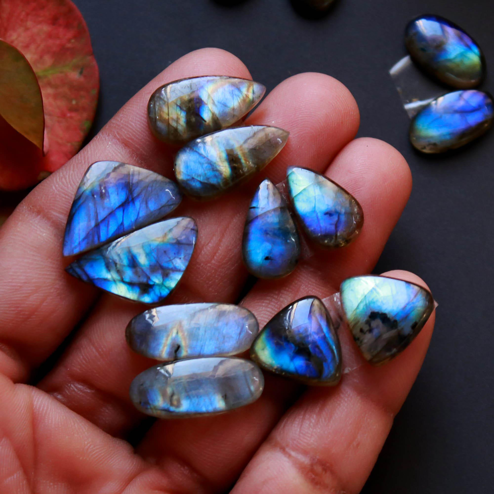 9Pairs 113Cts Natural Labradorite Gemstone Cabochon Pairs Lot 20x10 14x6mm 18543