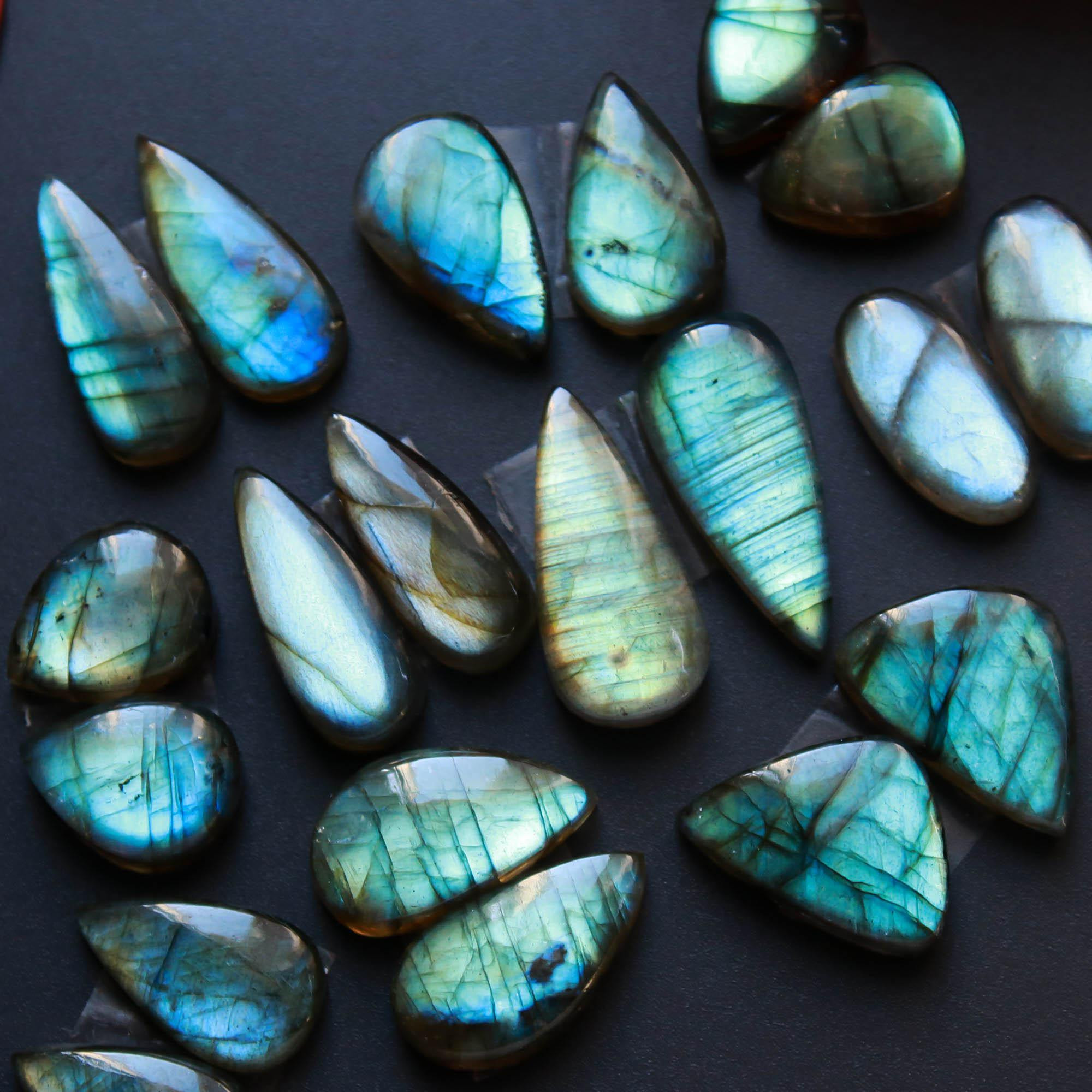 10Pairs 115Cts Natural Labradorite Gemstone Cabochon Pairs Lot 20x8 10x8mm 18544