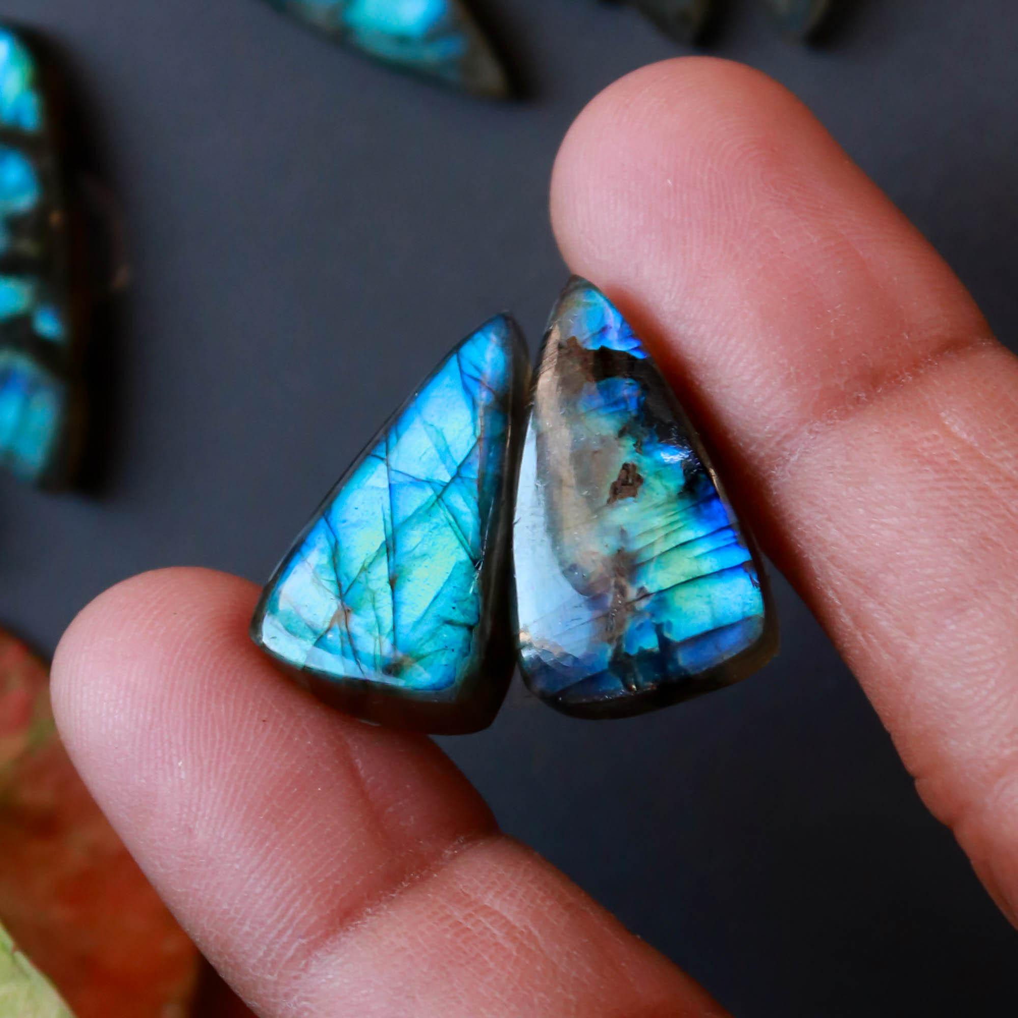 6Pairs 168Cts Natural Labradorite Gemstone Cabochon Pairs25x14 18x15mm 18548