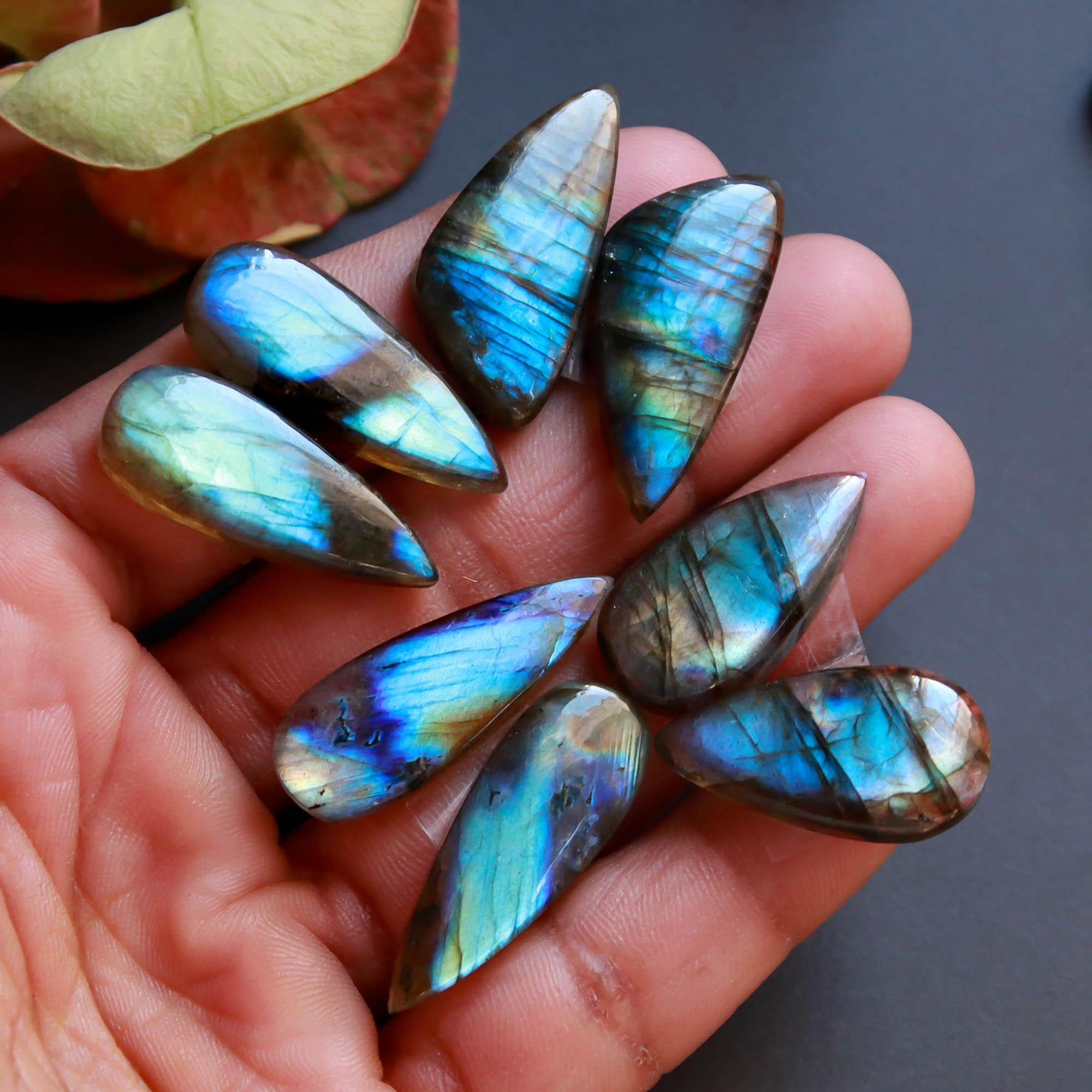 6Pairs 174Cts Natural Labradorite Gemstone Cabochon Pairs30x10 15x14mm 18551