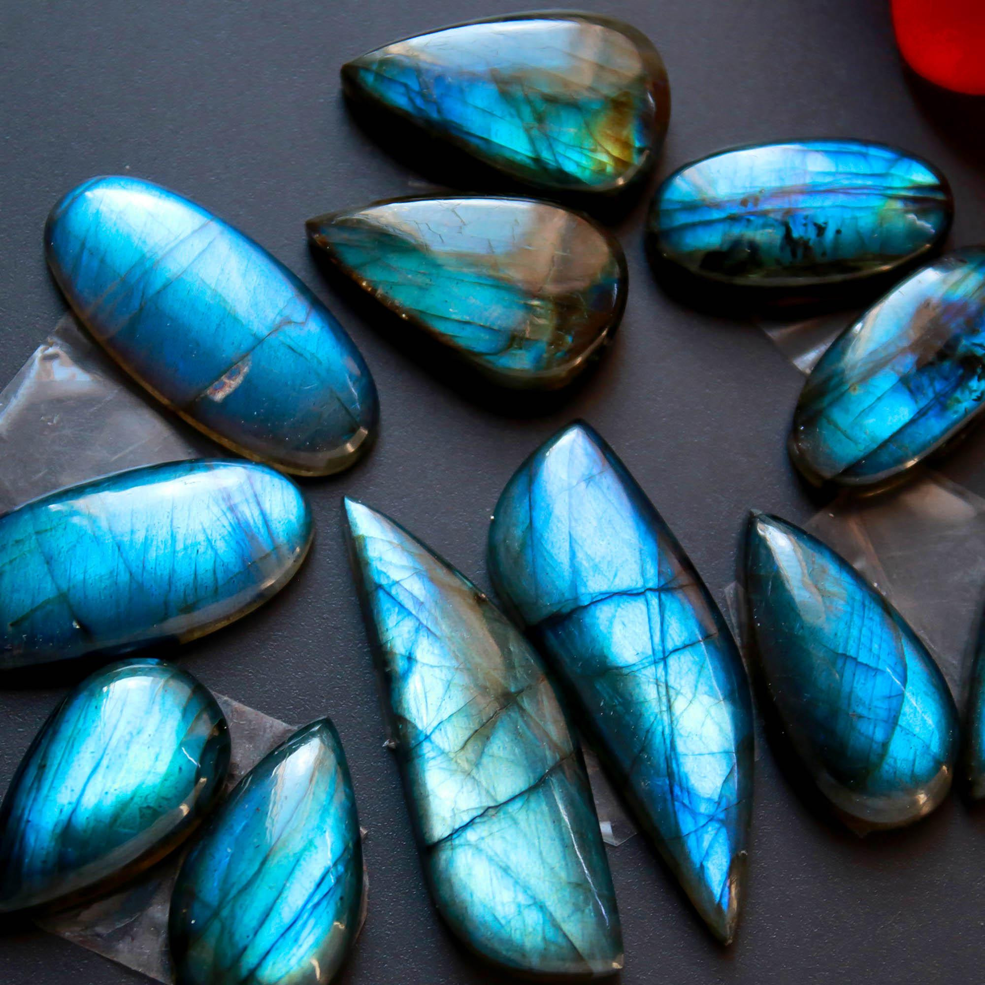 6Pairs 160Cts Natural Labradorite Gemstone Cabochon Pairs35x10 20x10mm 18560