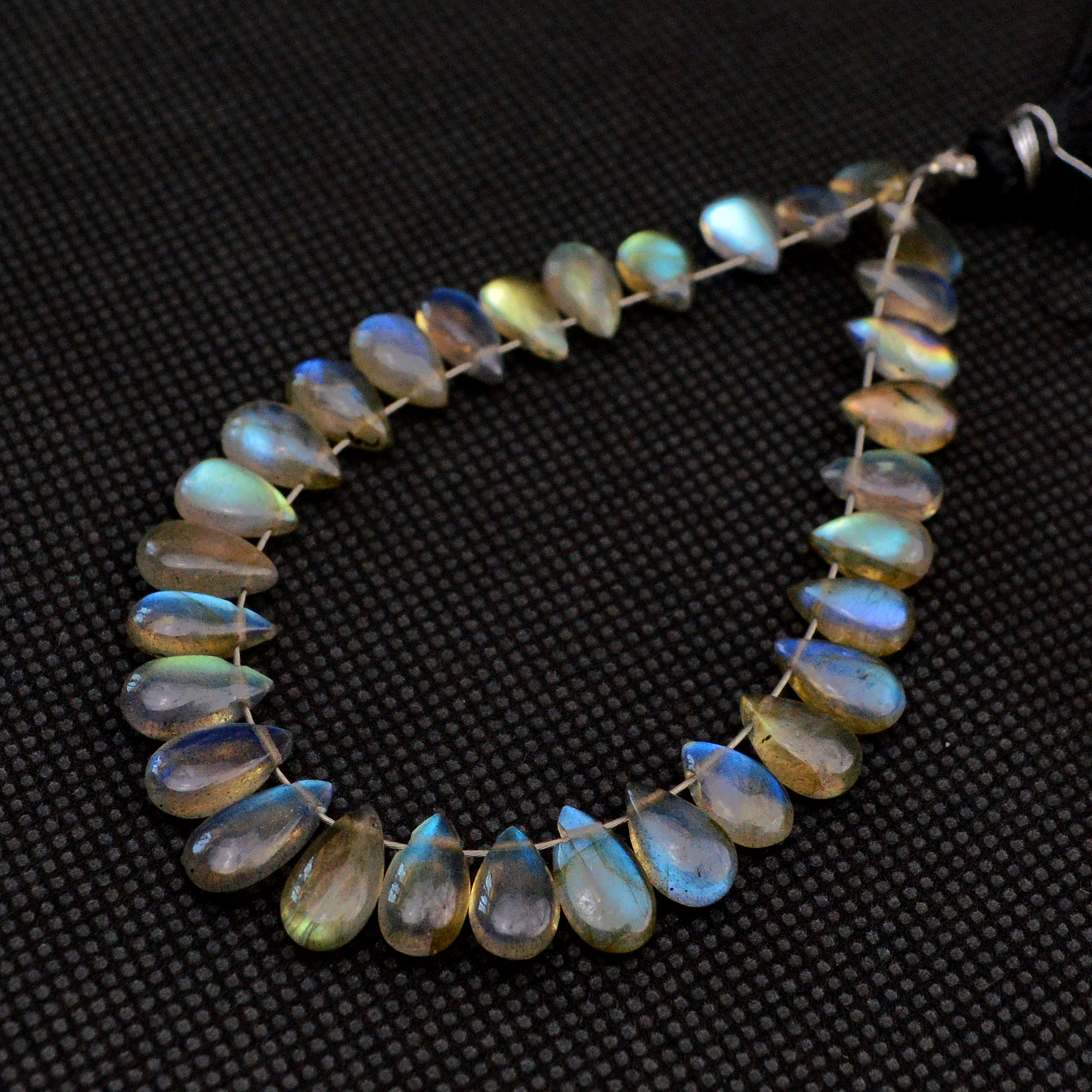 30 Pcs 40 Cts Natural Labradorite Drop Beads Side Drilled Briolette Gemstone 10x5 6x4mm 18565