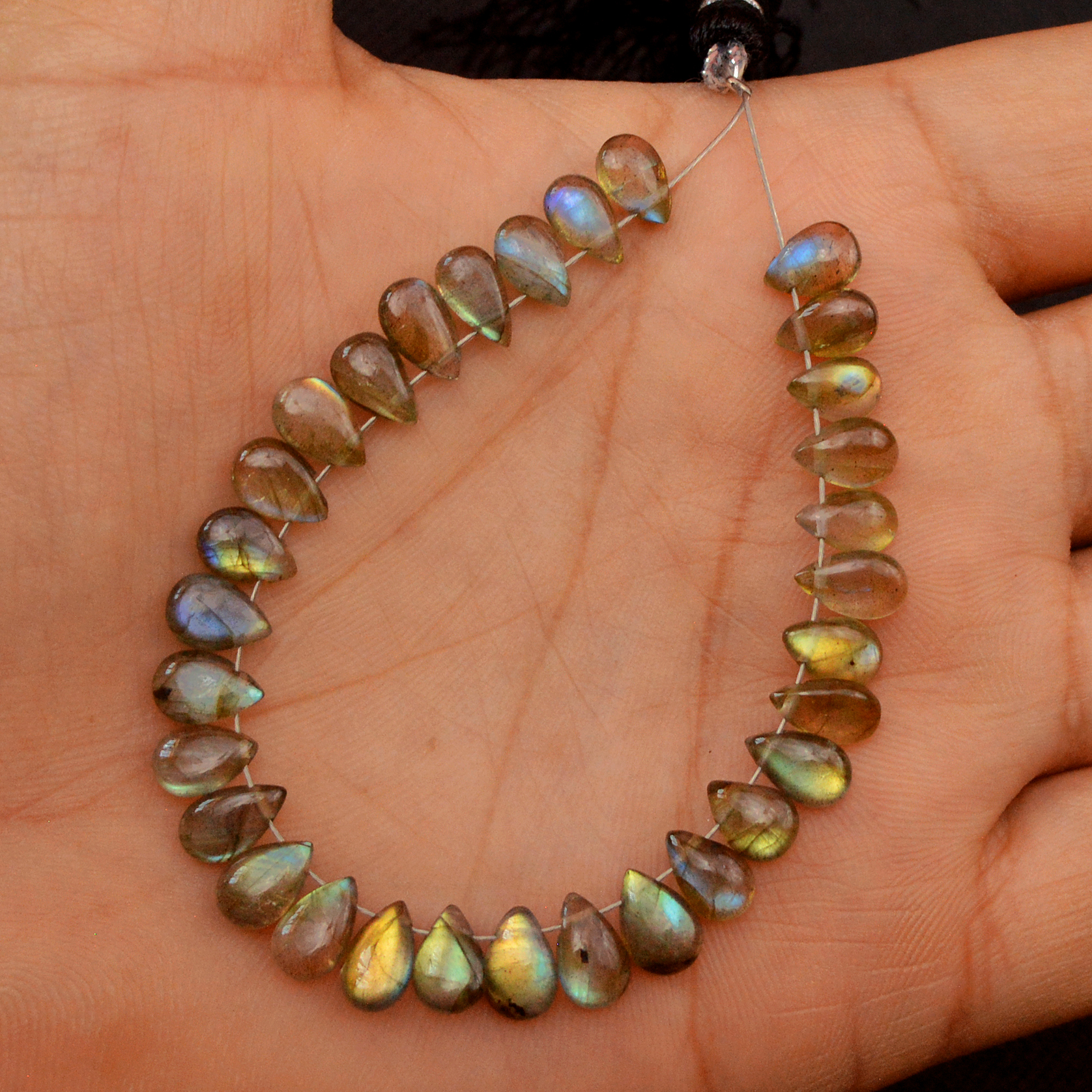 30 Pcs 40 Cts Natural Labradorite Loose Briolette Gemstone Lot 9x4 mm 18567