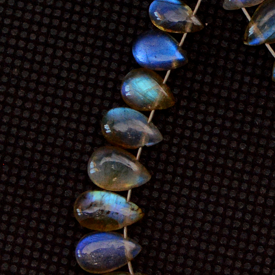 25 Pcs 33 Cts Natural Labradorite Loose Briolette Gemstone Lot 10x5 6x5mm 18568
